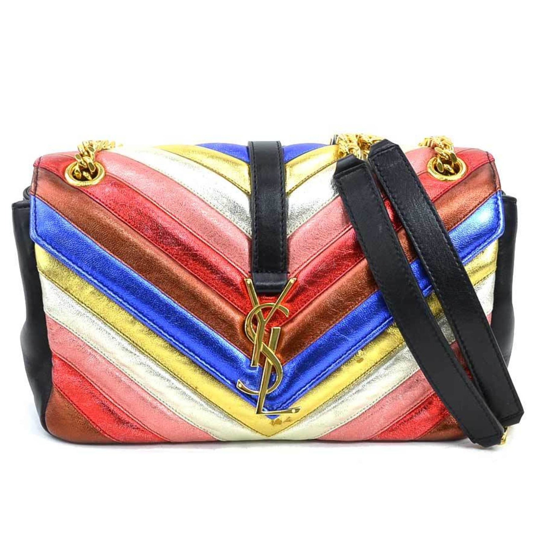 Saint Laurent shoulder bag in black and multicolored leather
