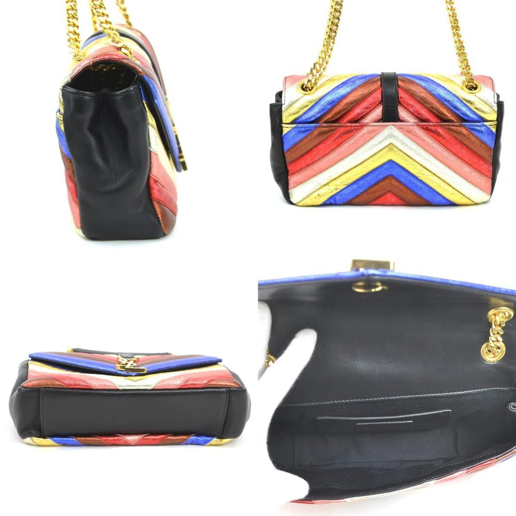 Saint Laurent shoulder bag in black and multicolored leather