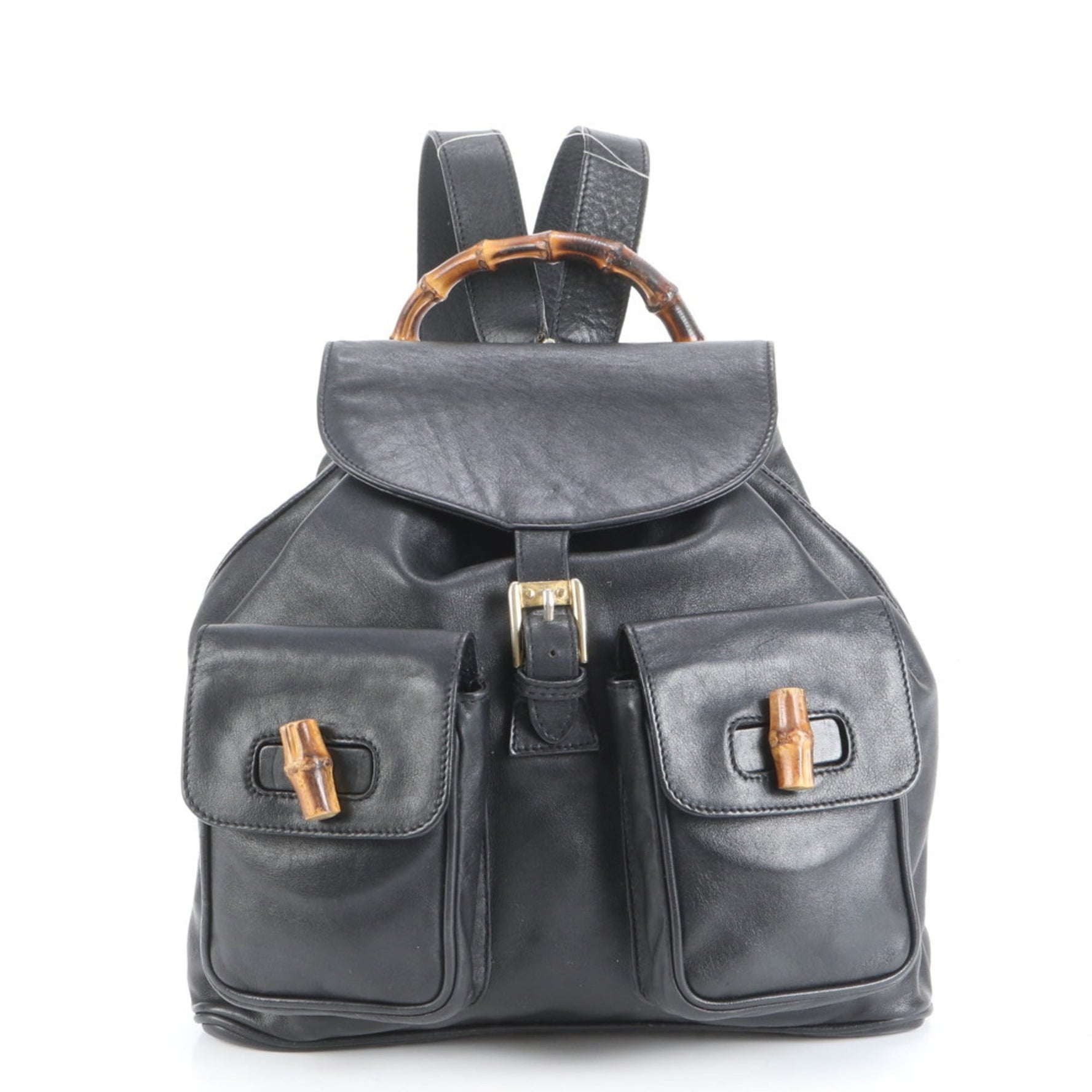 Gucci Old Bamboo Leather Backpack