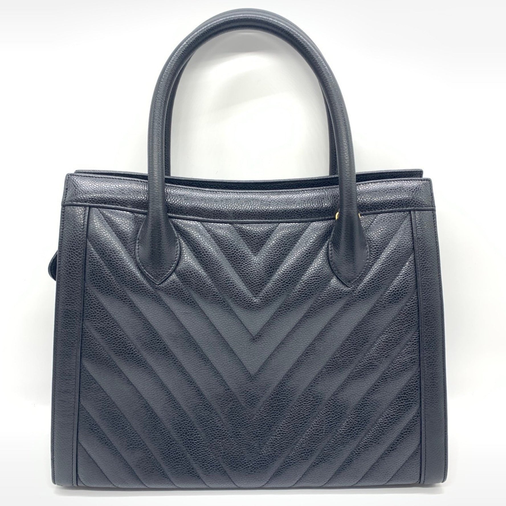 Chanel V-stitch Coco Ball Tote Bag Handbag Caviar Skin
