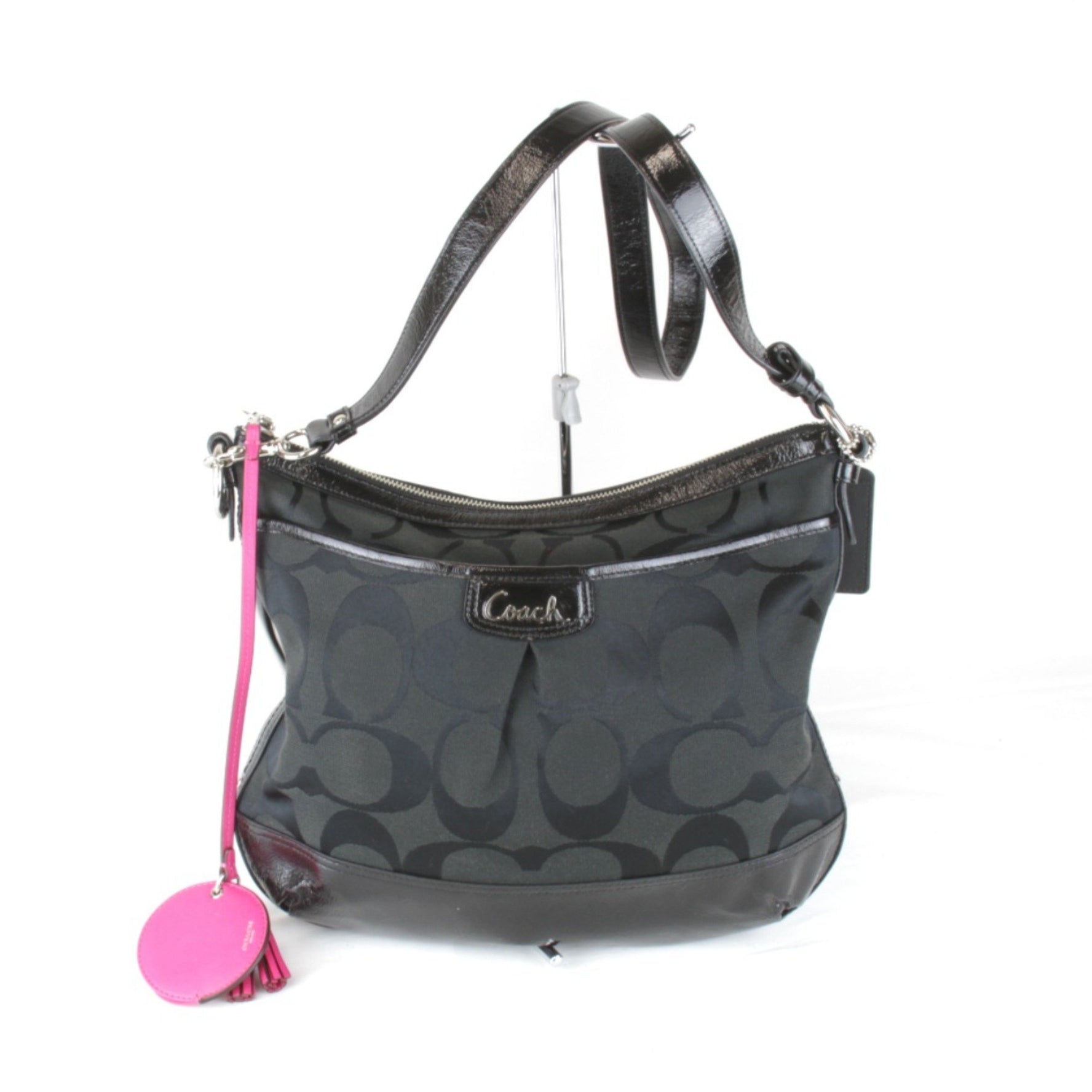 COACH Signature Shoulder Bag, Black, Compact