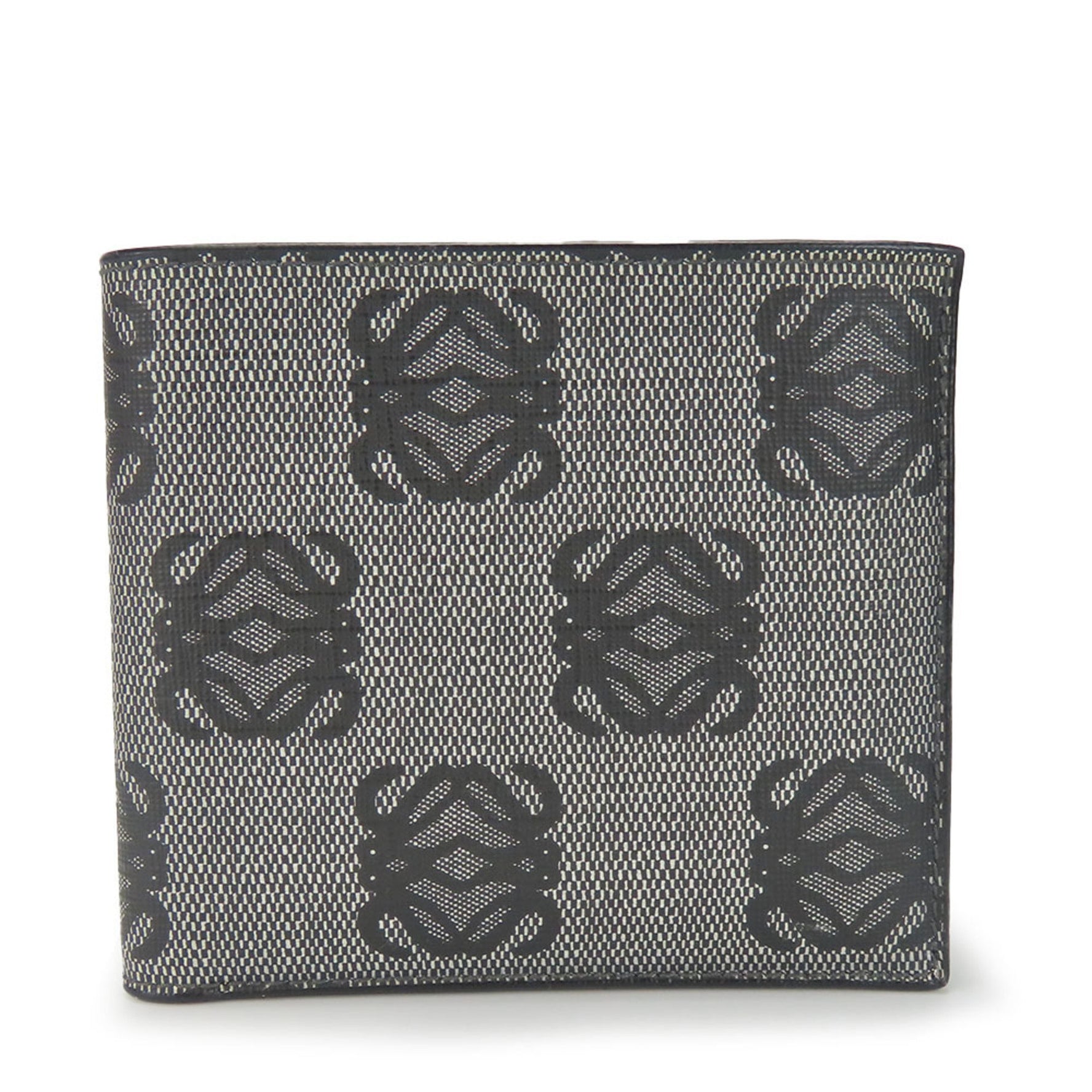 LOEWE Bi-fold Wallet Anagram Leather Grey Black Card Billfold