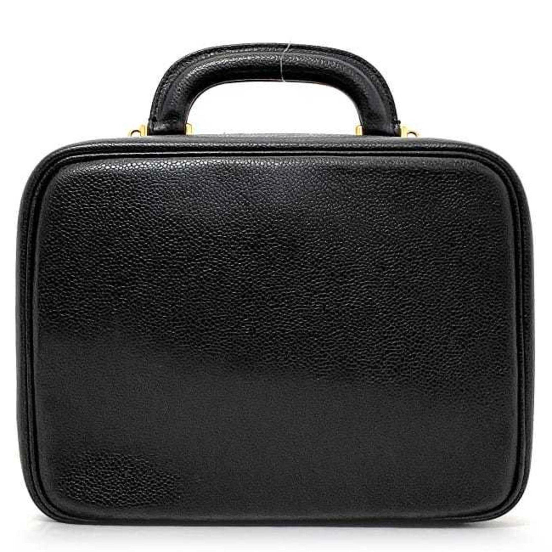 Chanel Handbag Vanity Bag Black Gold Cocomark Leather GP Caviar Skin Stitch