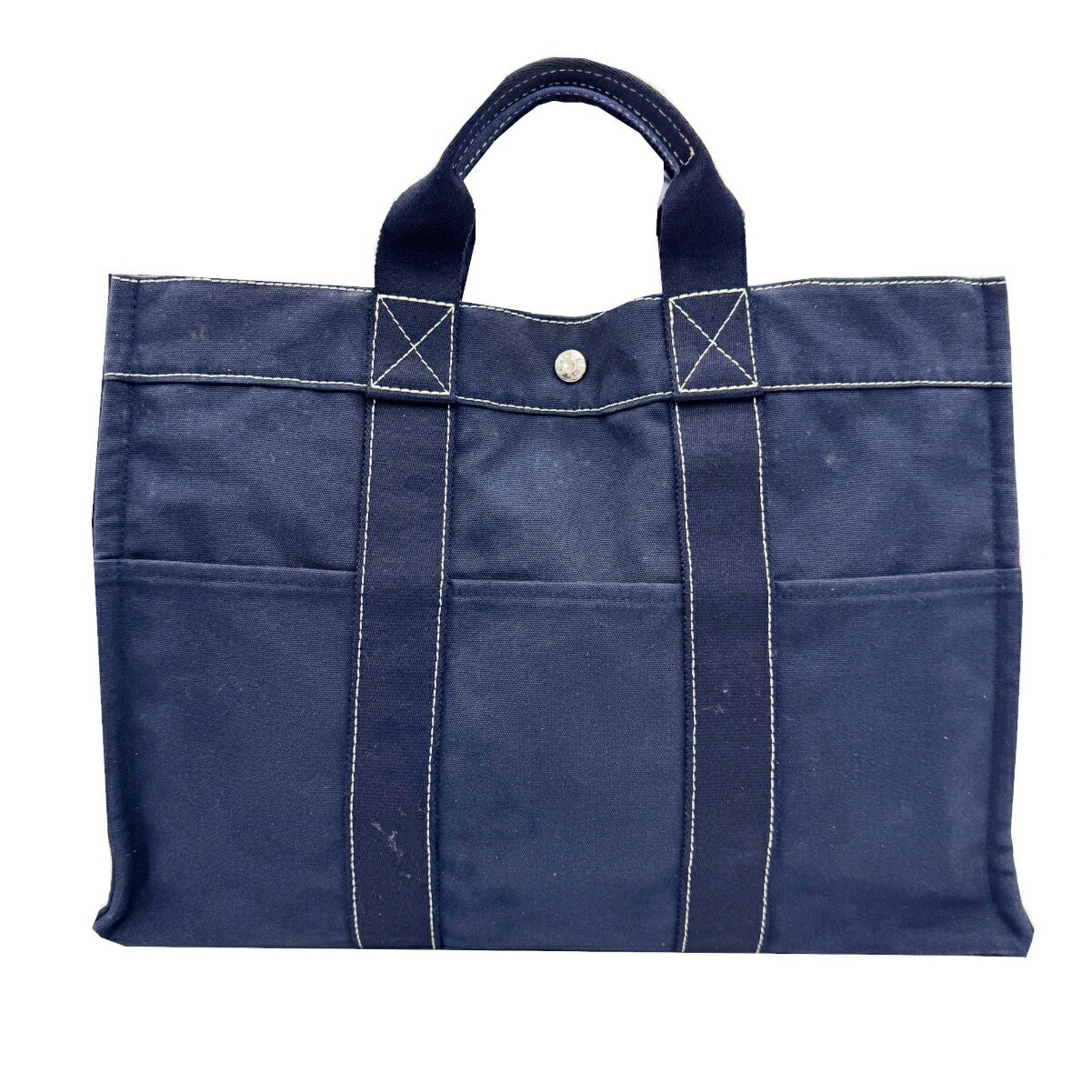 HERMES Deauville MM Canvas Handbag