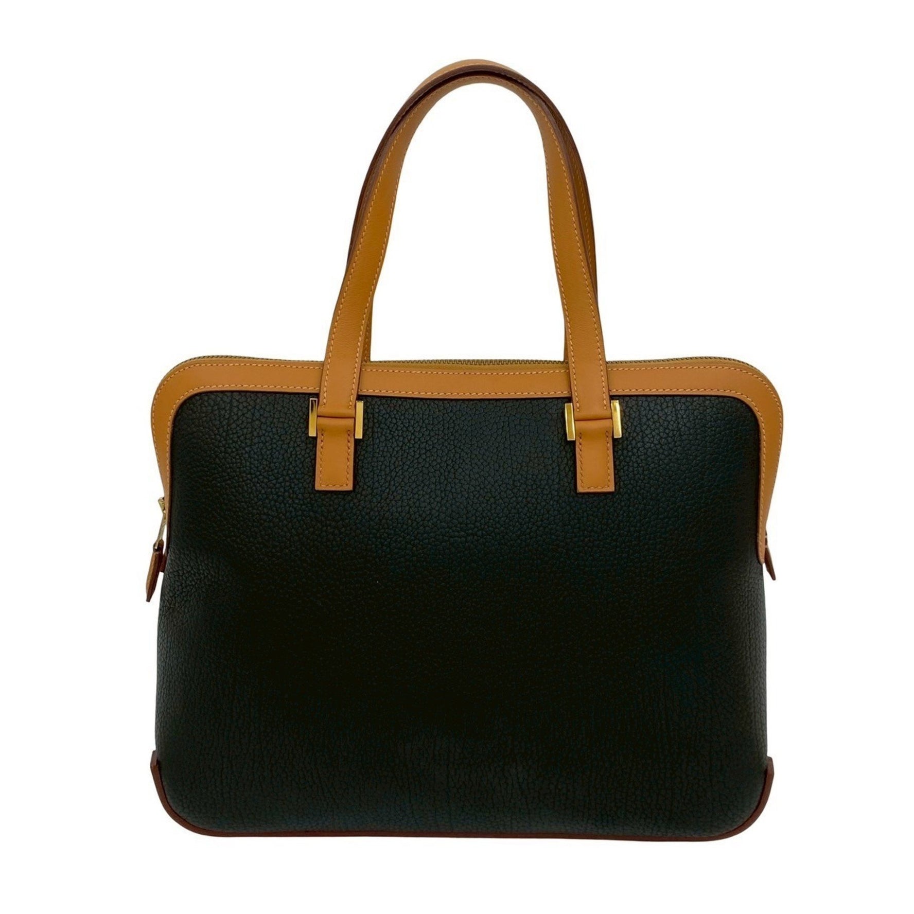 □G Stamp HERMES Escapeda Fjord Leather Handbag/Mini Tote Bag Black/Beige 07061