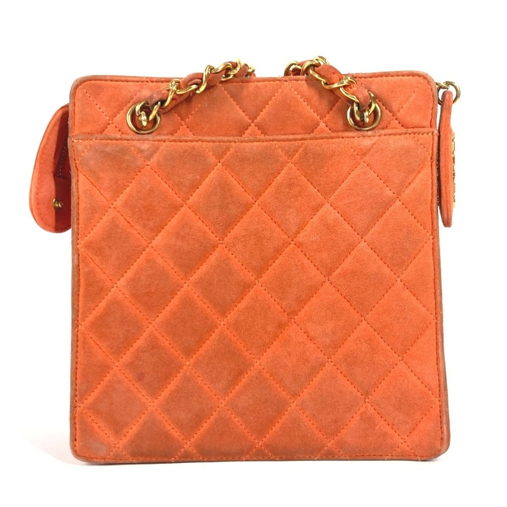 CHANEL Vintage CC Coco Mark Matelasse Quilted W Chain Shoulder Bag Handbag Suede