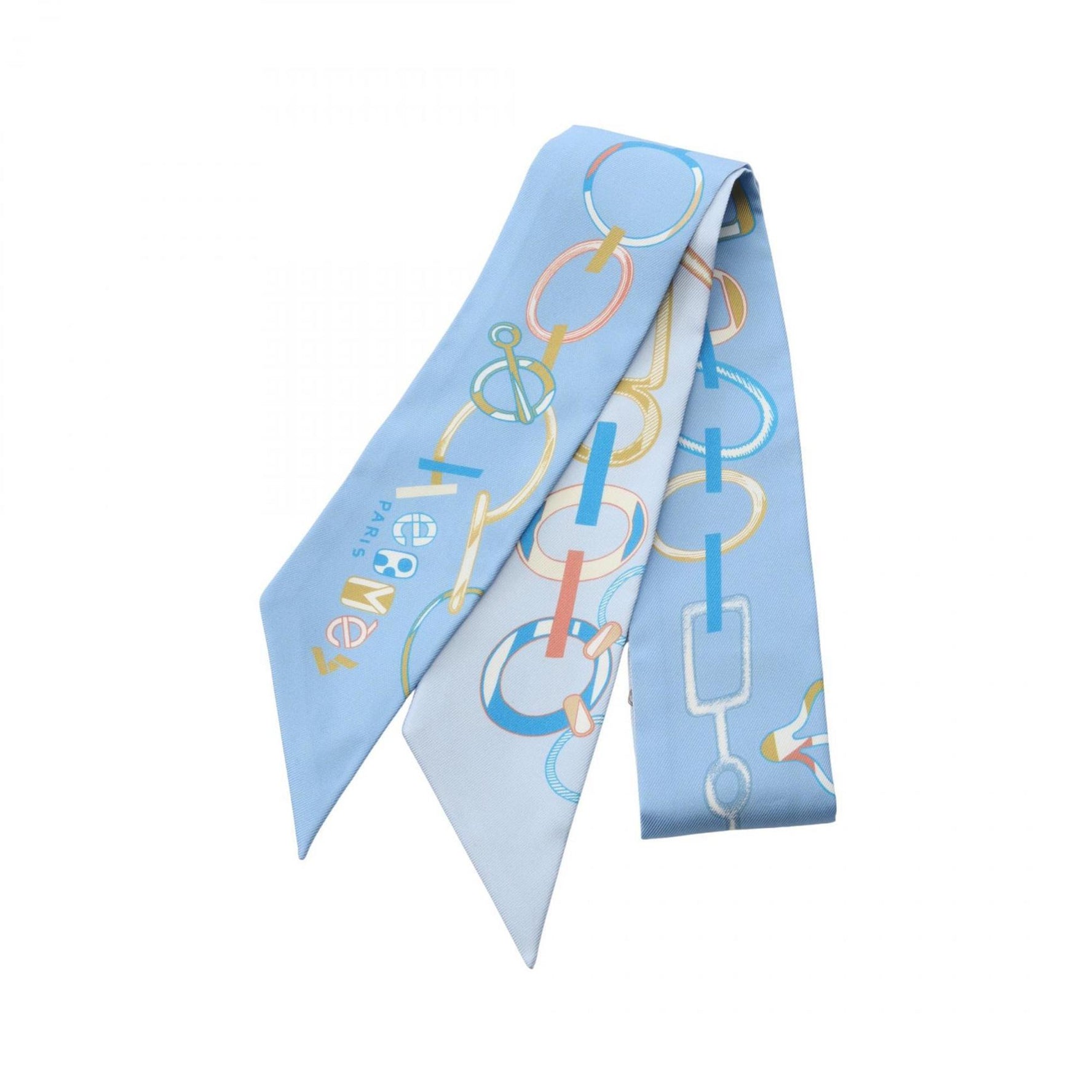 Hermes Hermès Twilly Do Re Boucles Silk Scarf Blue/Multicolor