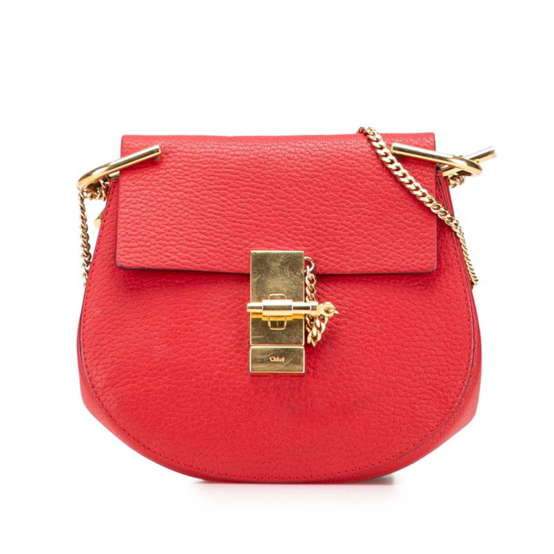 Chloé Chloe Drew Crossbody Chain Shoulder Bag in Red Leather