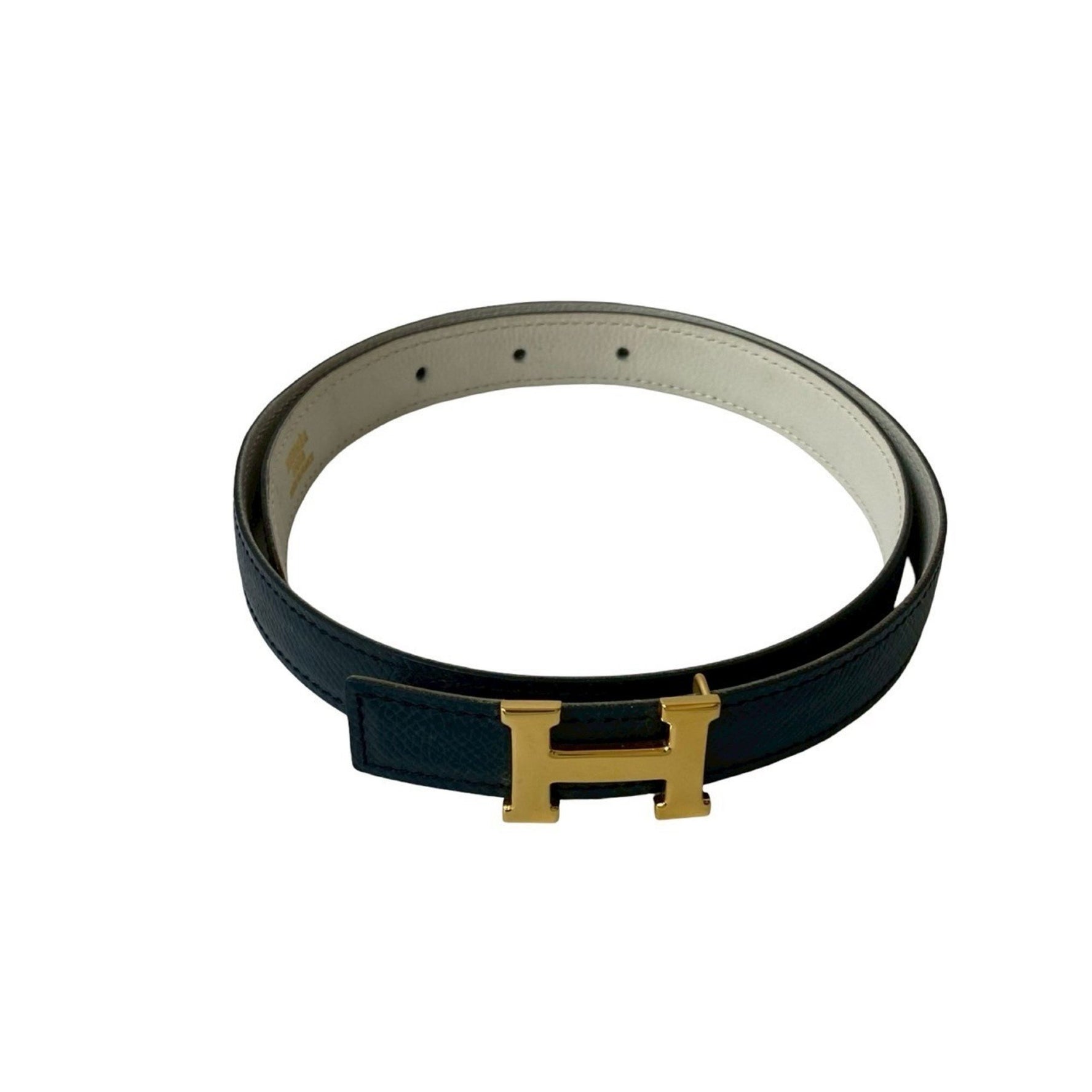 HERMES Constance Mini H Belt 65, Epsom Leather Belt, Navy