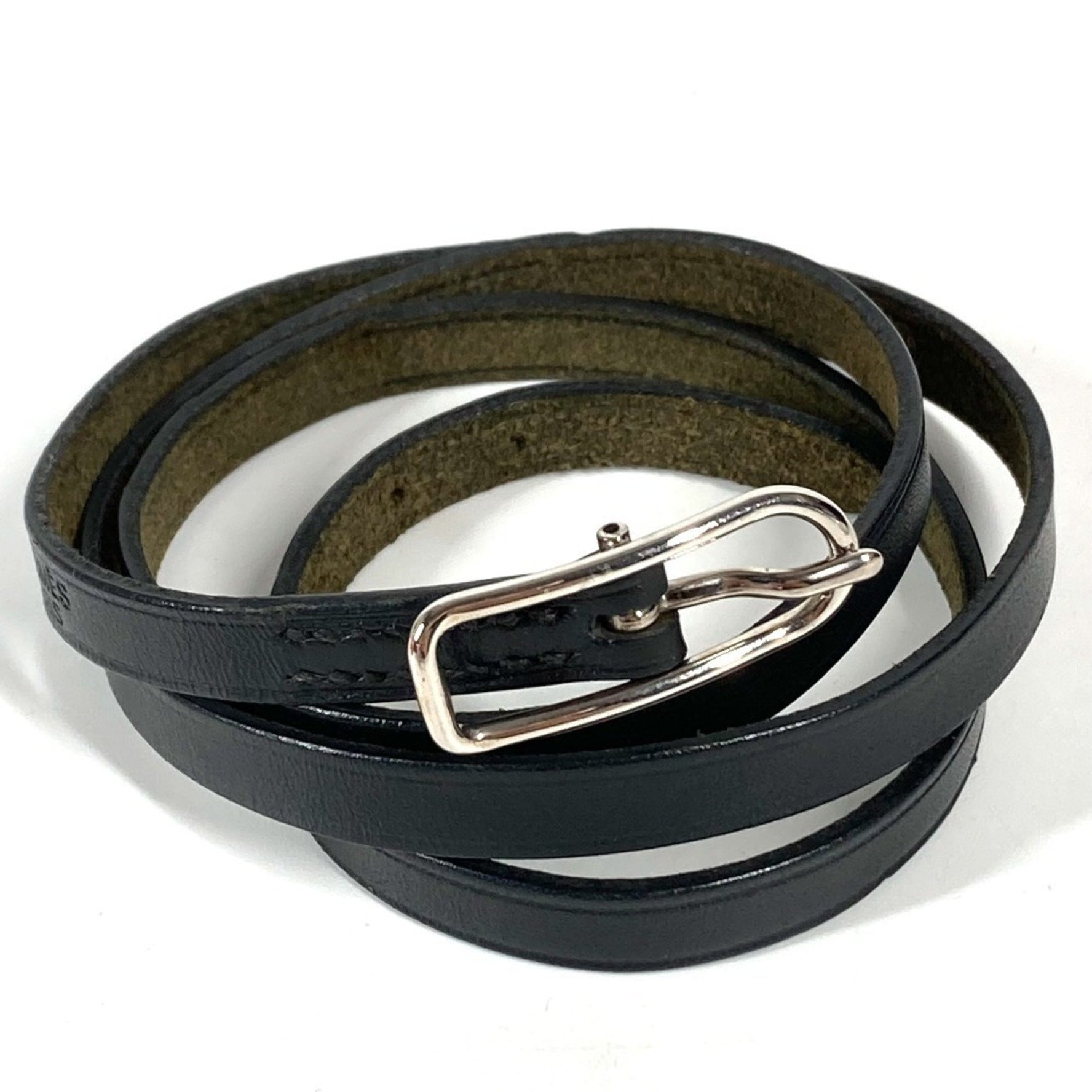 HERMES API long logo accessory bracelet leather men's