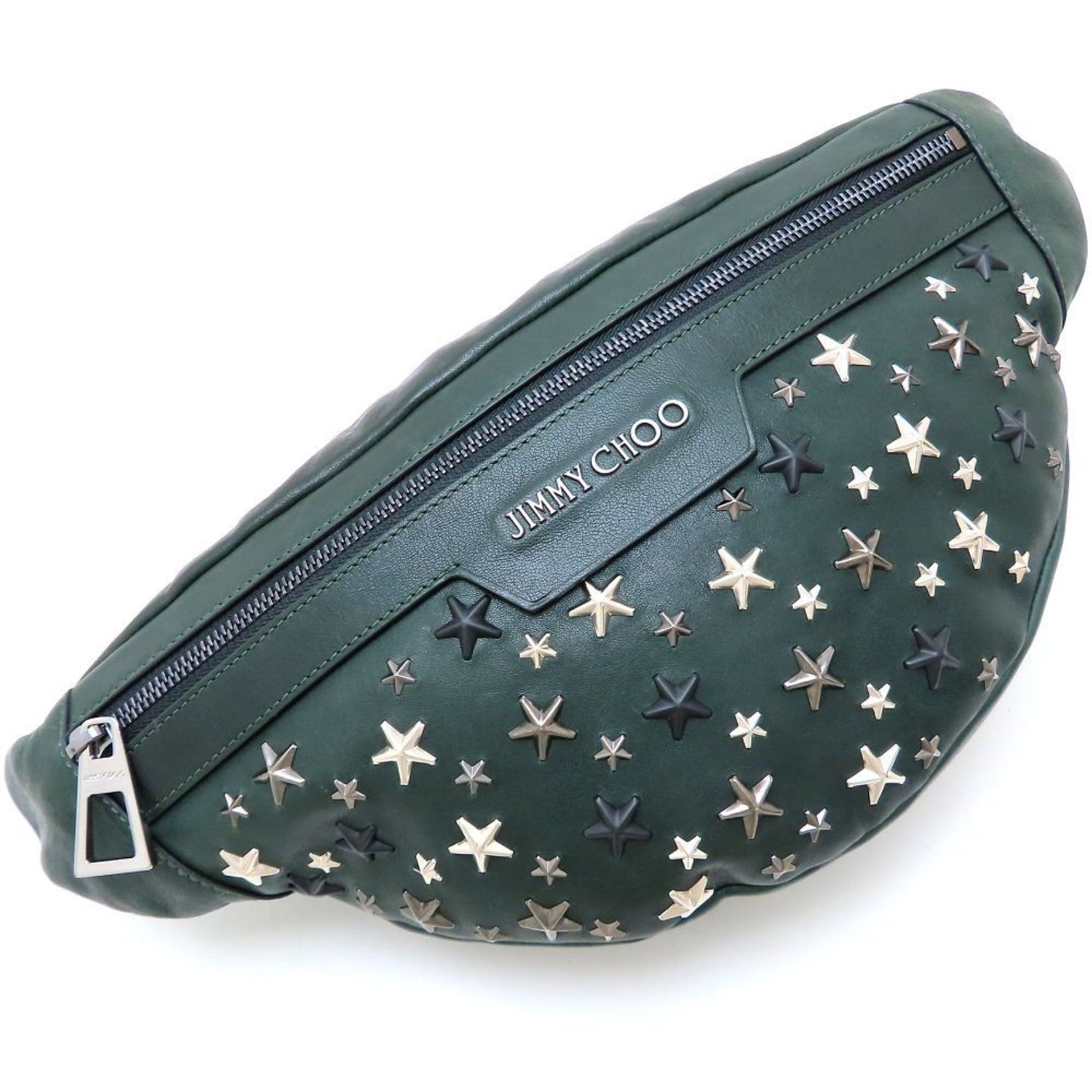 Jimmy Choo Studded Leather Body Bag in Dark Green, Men's