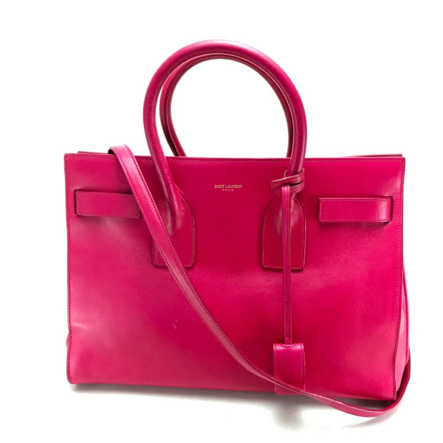 Saint Laurent Paris Small Classic Sac de Jour Handbag Shoulder Bag Leather Fuchsia