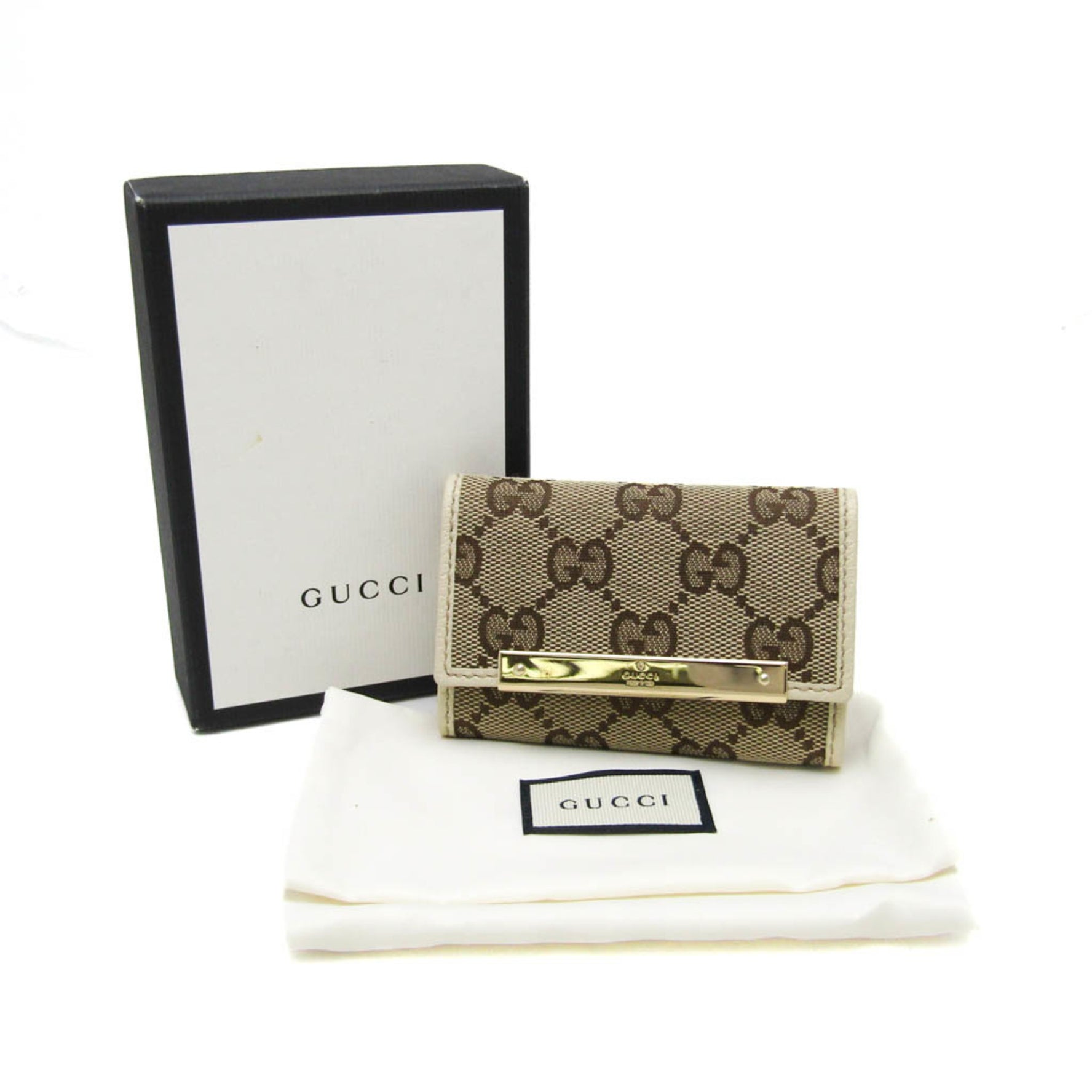 Gucci Men,Women GG Canvas Leather Key Case Beige,Brown,Off-white