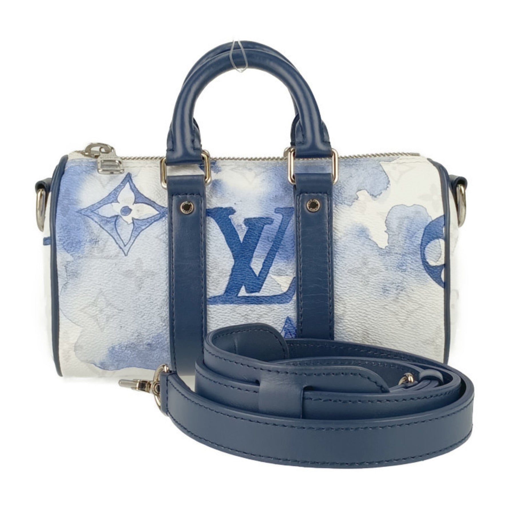Louis Vuitton Handbag Watercolor Monogram Keepall XS Blue White Leather Shoulder Bag