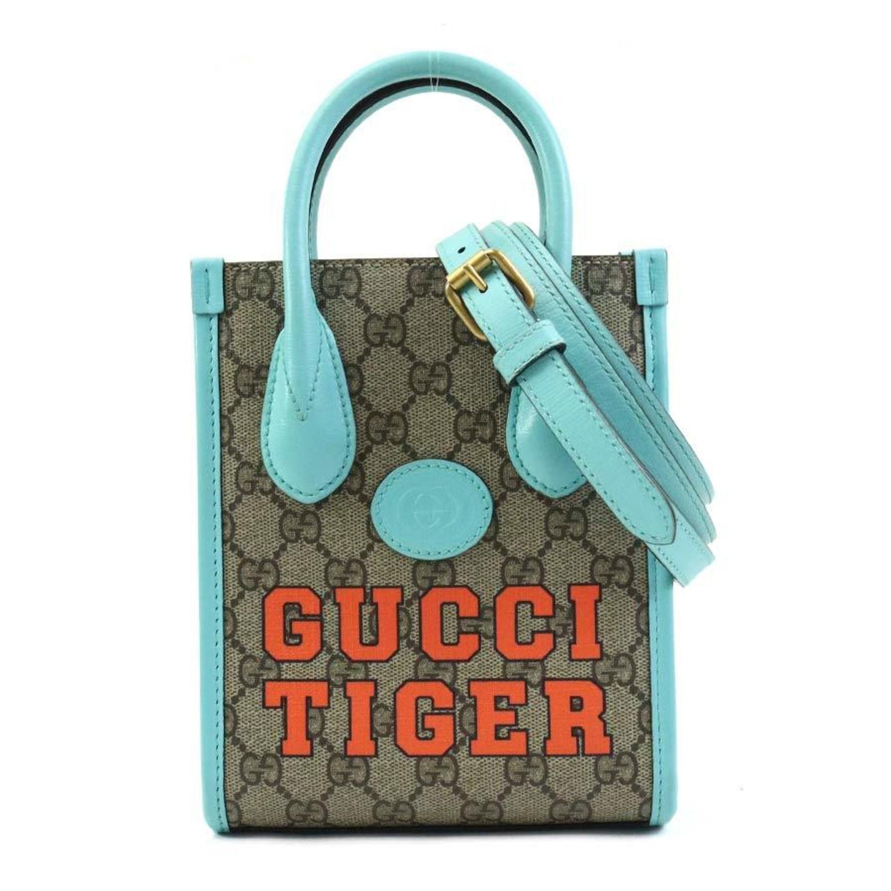 GUCCI Handbag Shoulder Bag GG Supreme Canvas Blue x Brown