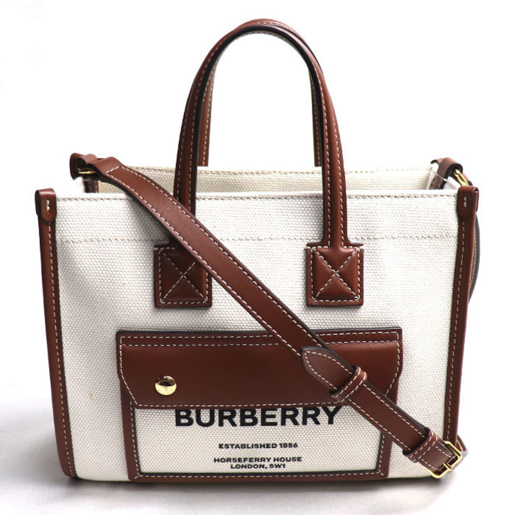 BURBERRY Freya Tote Shoulder Bag Natural/Tan