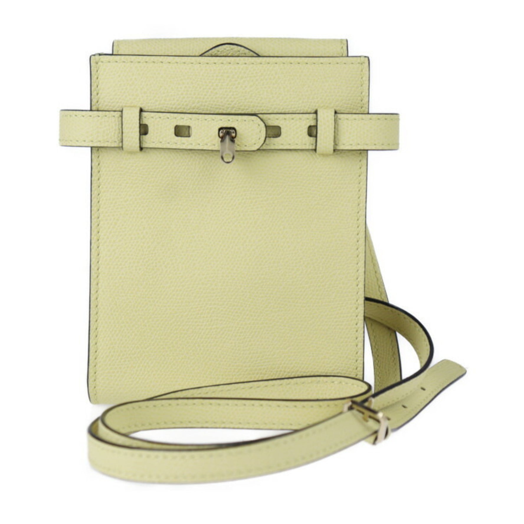 Valextra Slim B Truckolina Shoulder Bag V5U61 028 Calf Leather Light Yellow Gold Metal Fittings Pochette Crossbody