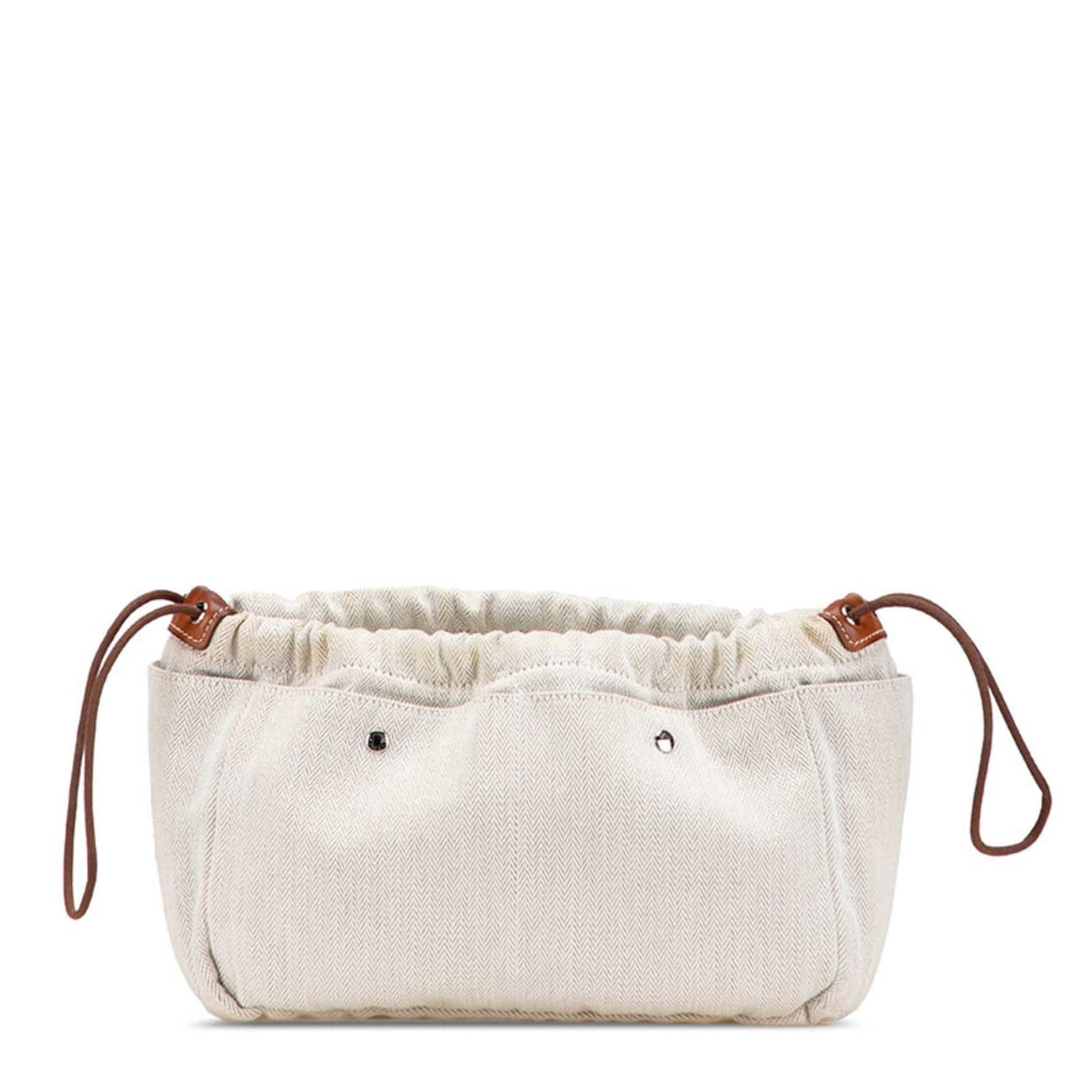 Hermes Hermès Fourbi 25 Bag-in-Bag Pouch in Natural Brown Toile Chevron Leather