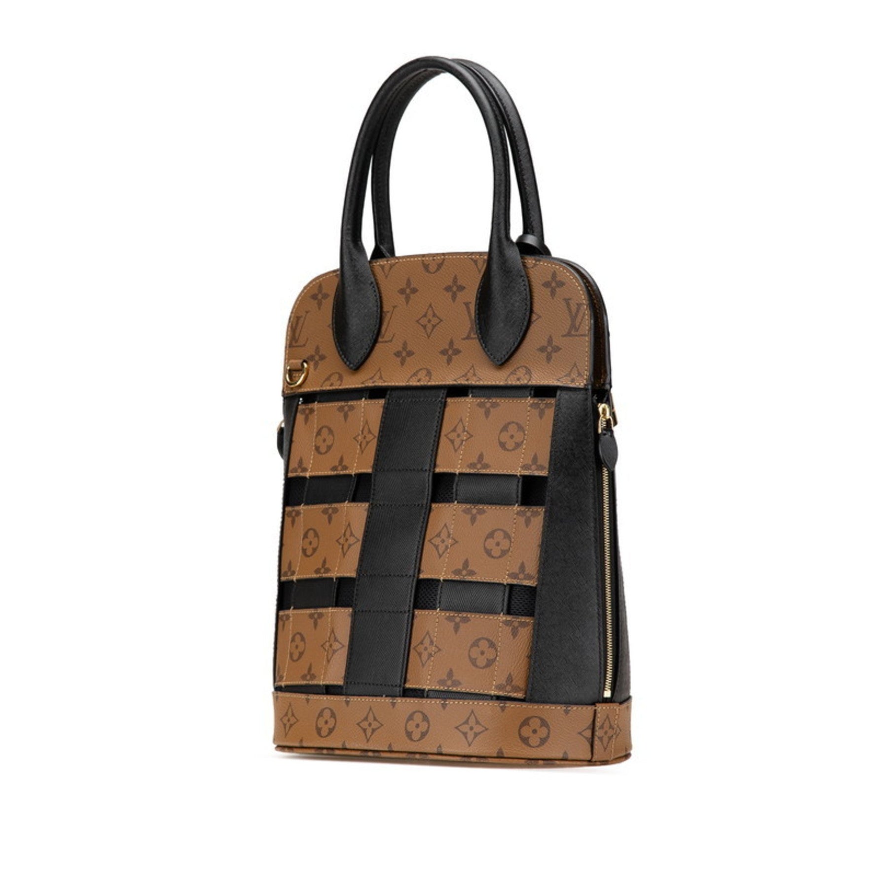 Louis Vuitton Monogram Traceage Tote Handbag Shoulder Bag Brown Black PVC Leather