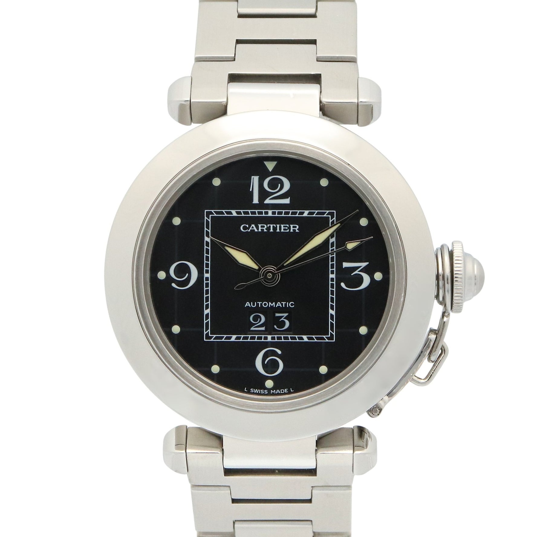 Cartier Pasha C Big Date Watch, Stainless Steel, Black