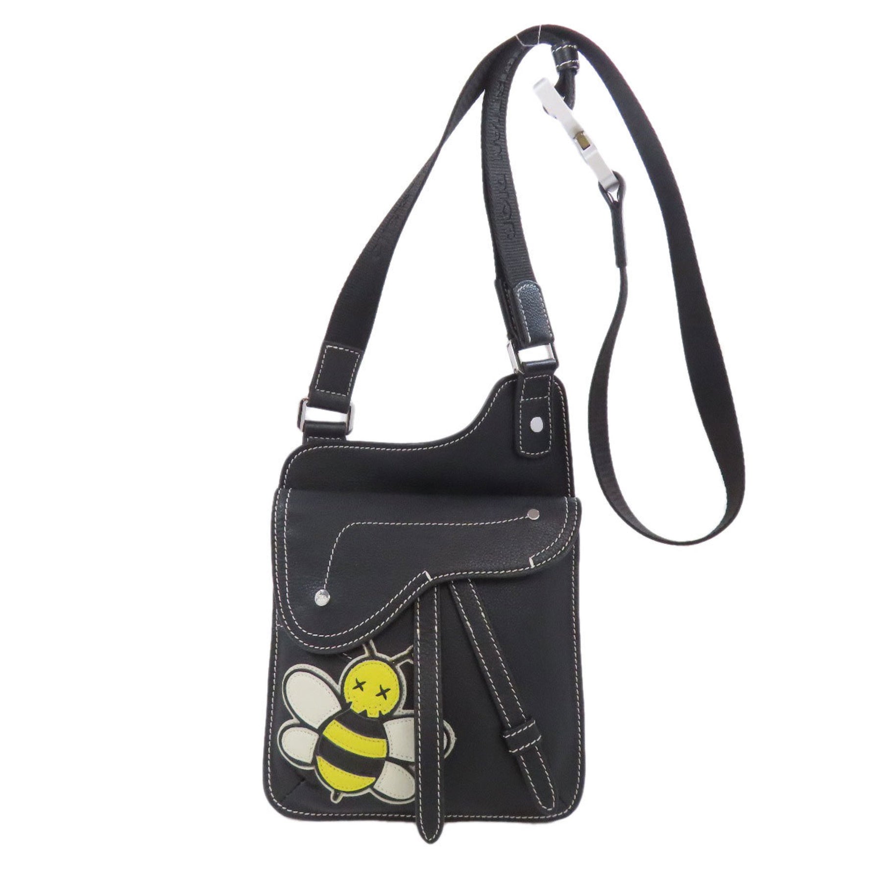 Christian Dior Bee Saddle Shoulder Bag Calf Leather