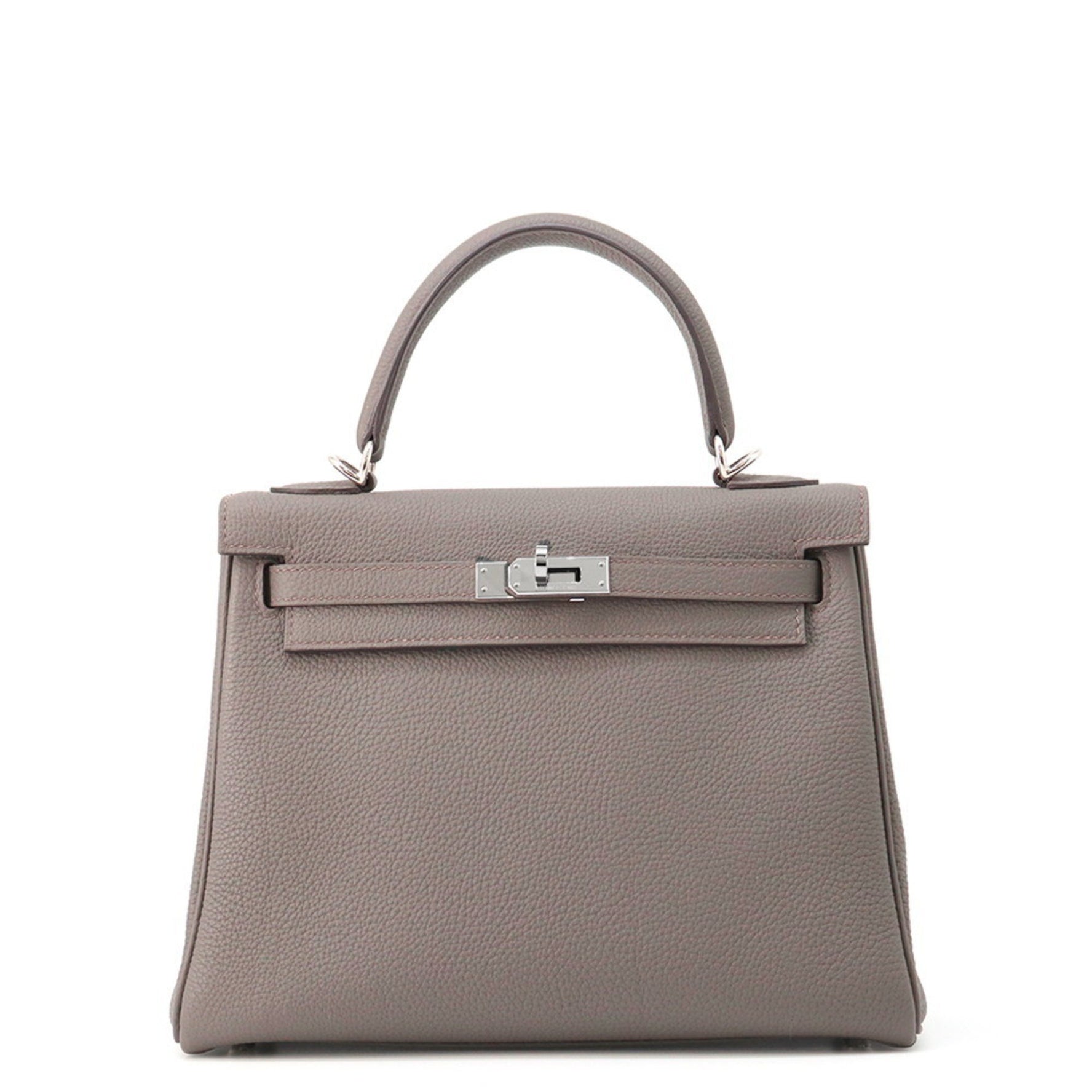 Hermes Hermès Kelly 25 handbag, in-stitched, Etain Togo, Z-stamped, 2-way shoulder bag
