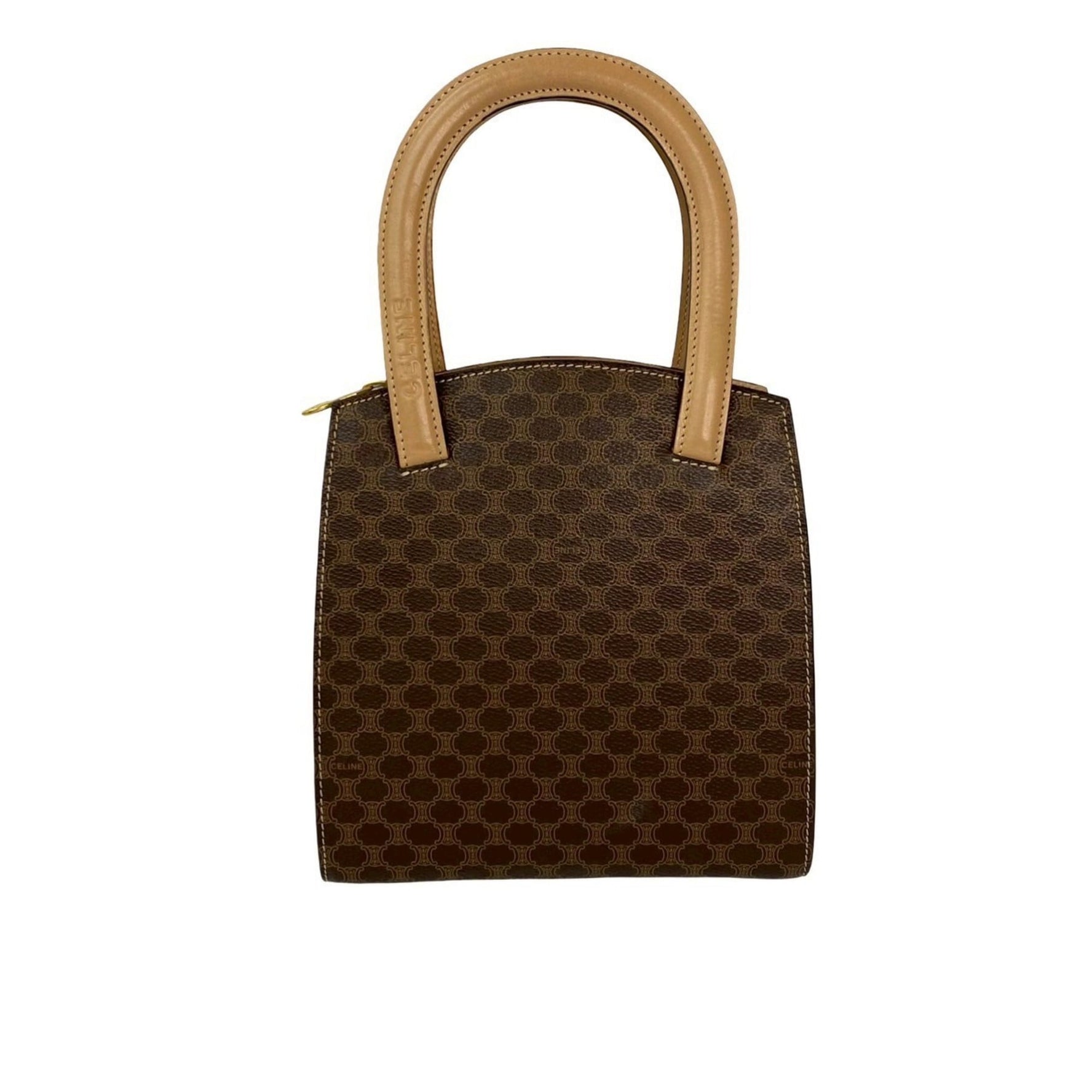 CELINE Macadam Blason Triomphe Leather Handbag/Mini Tote Bag