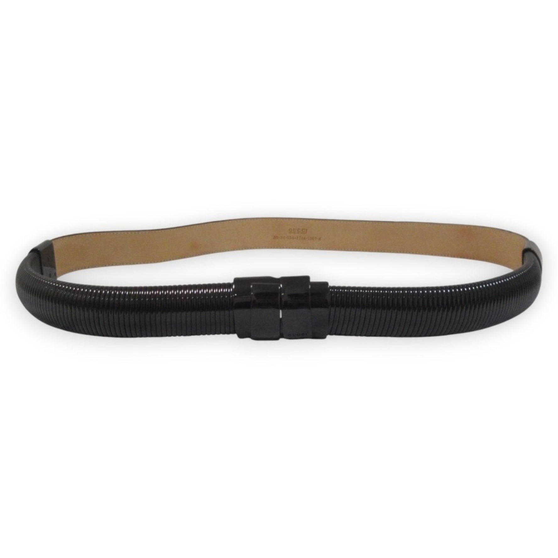 GUCCI Metal and Leather Combination Belt 1766 1309 Black Brown