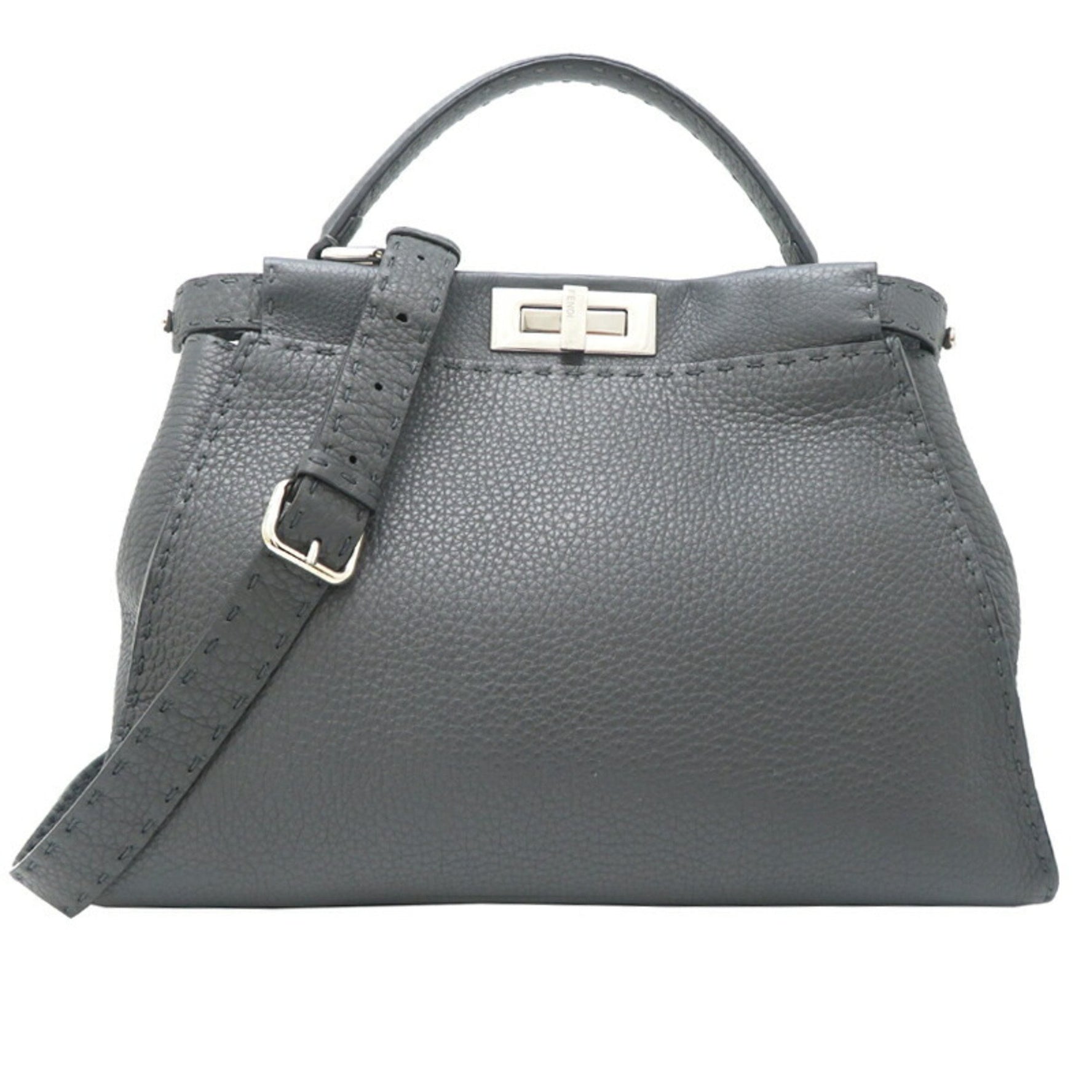 Fendi Peekaboo Selleria Handbag Calf Grey