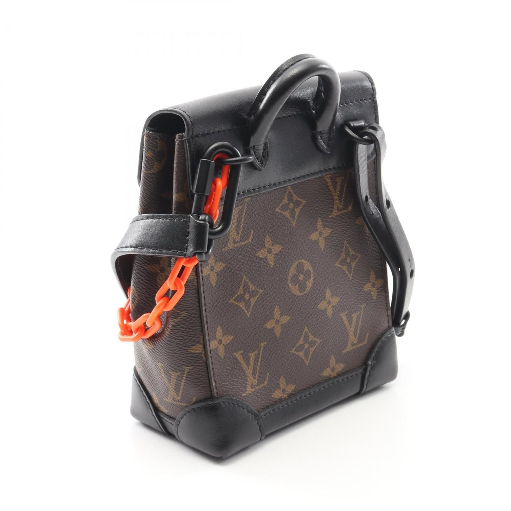 Louis Vuitton Steamer XS LV Friend Shoulder Bag, Coated Canvas and Leather, Monogram Macassar, Men's, Brown Black