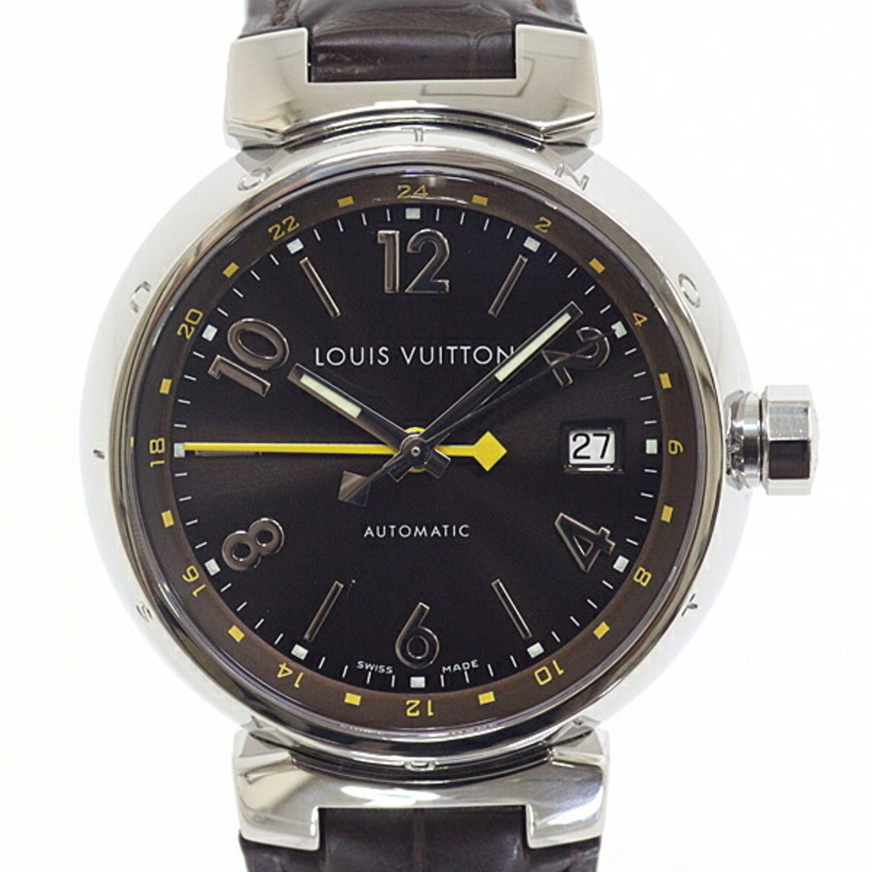 Louis Vuitton Men's Watch Tambour GMT SS Leather Automatic Finished