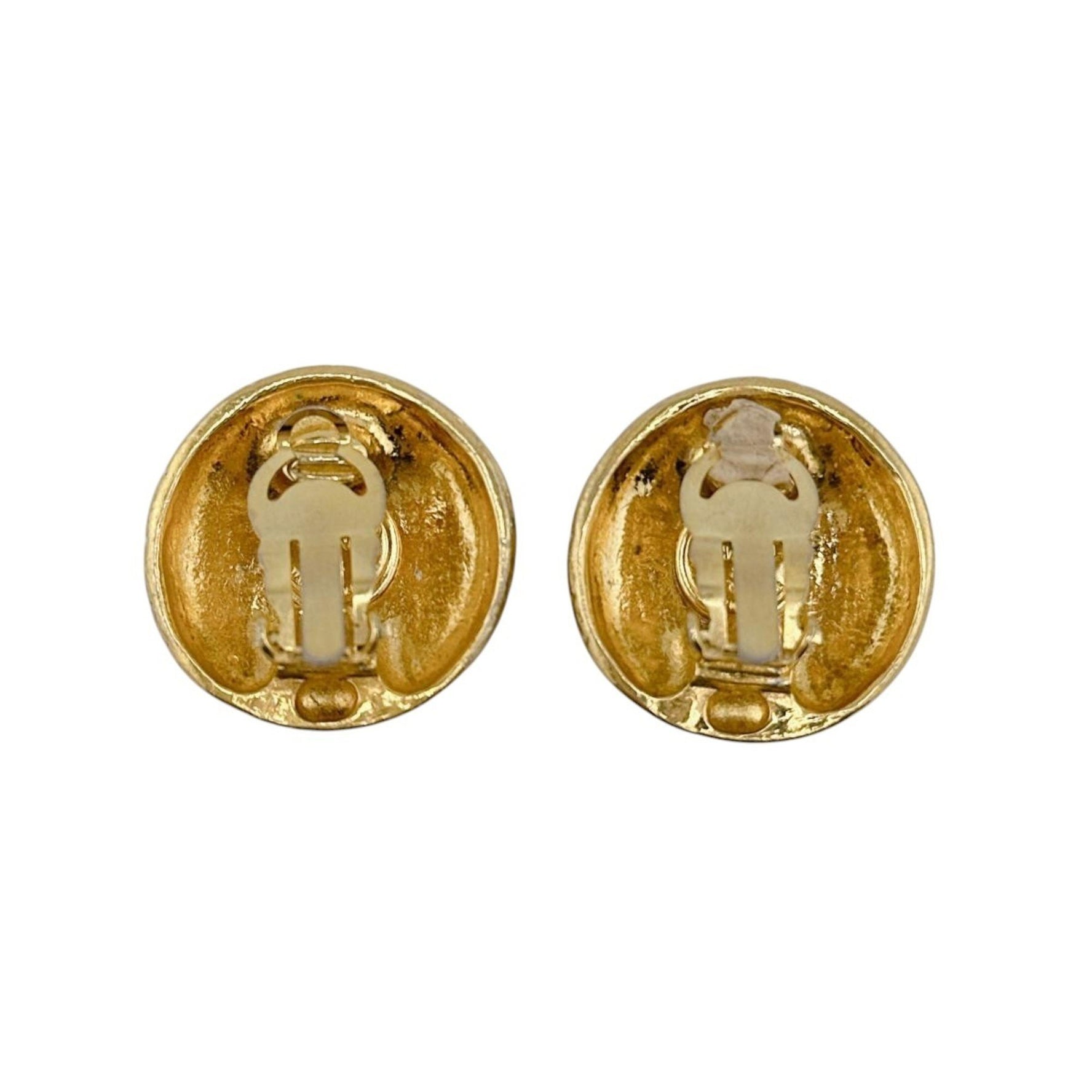 CHANEL Earrings Vintage Round Metal