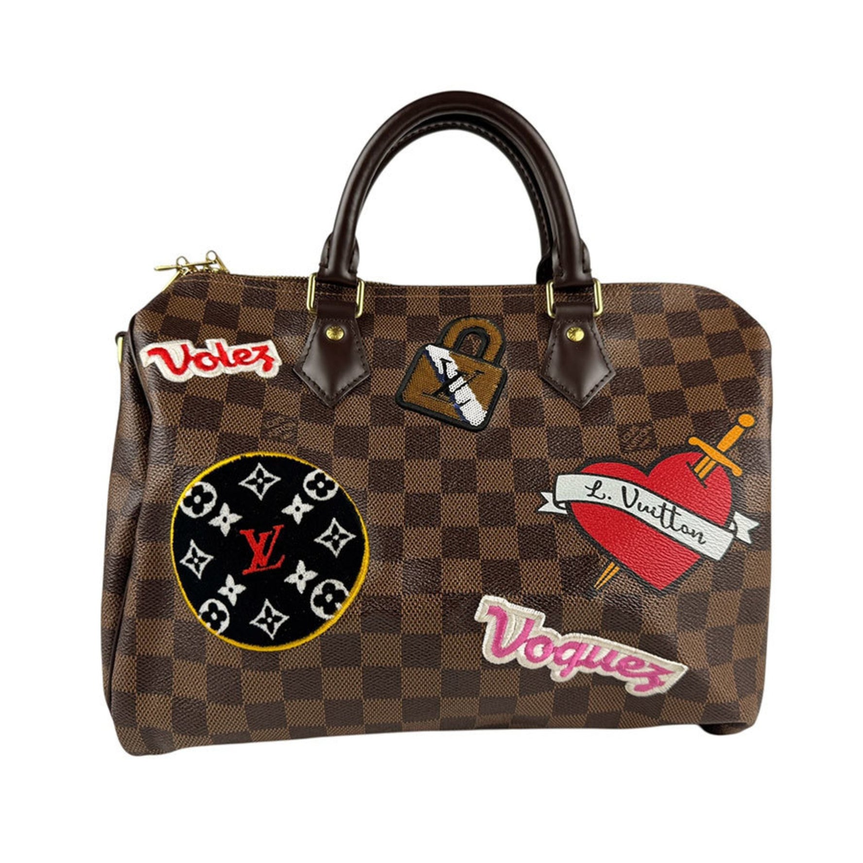 Louis Vuitton Damier Speedy Bandouliere 30 Handbag Shoulder Bag in Canvas Brown, Multicolor, and Gold