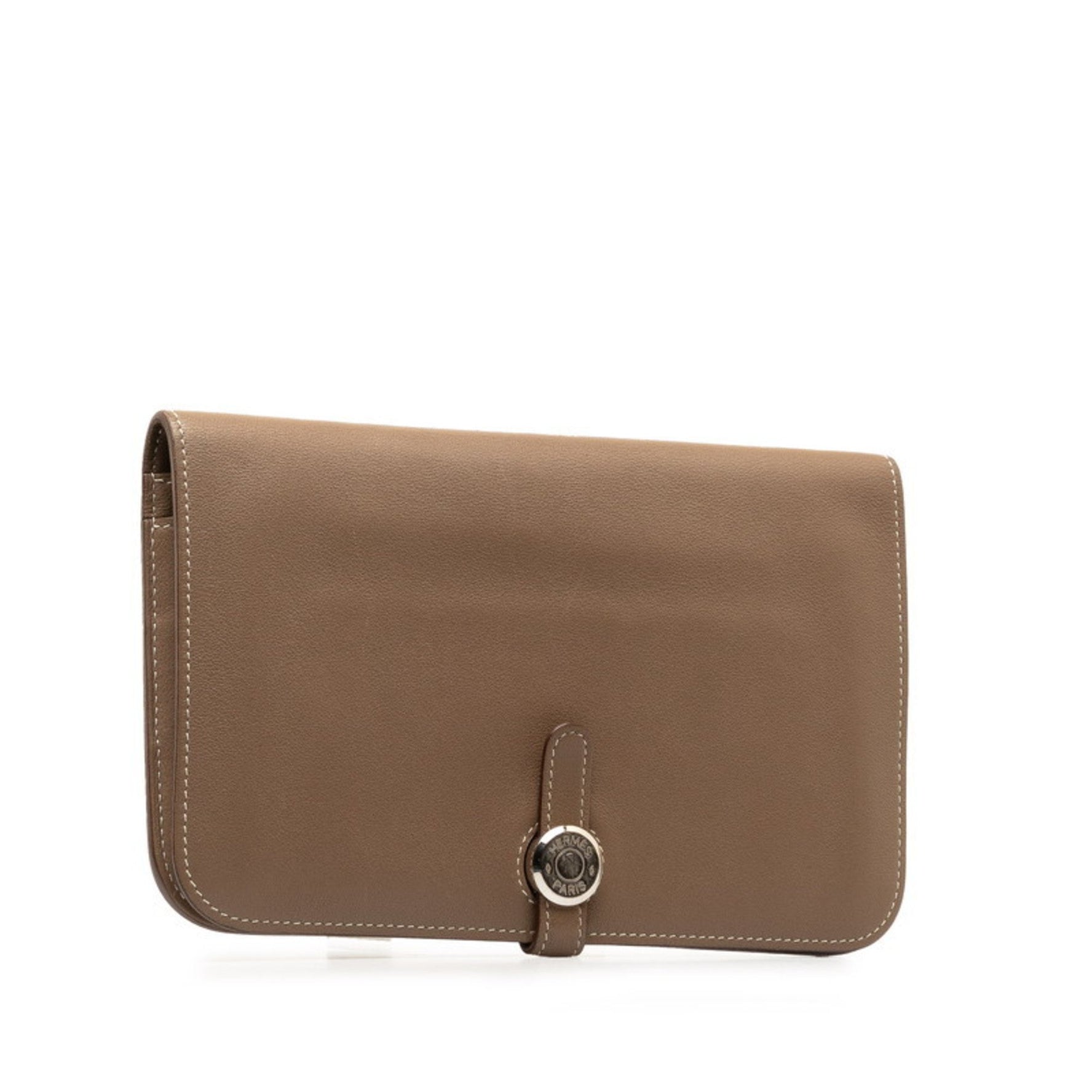 Hermes Dogon GM Long Wallet Etoupe Silver Swift