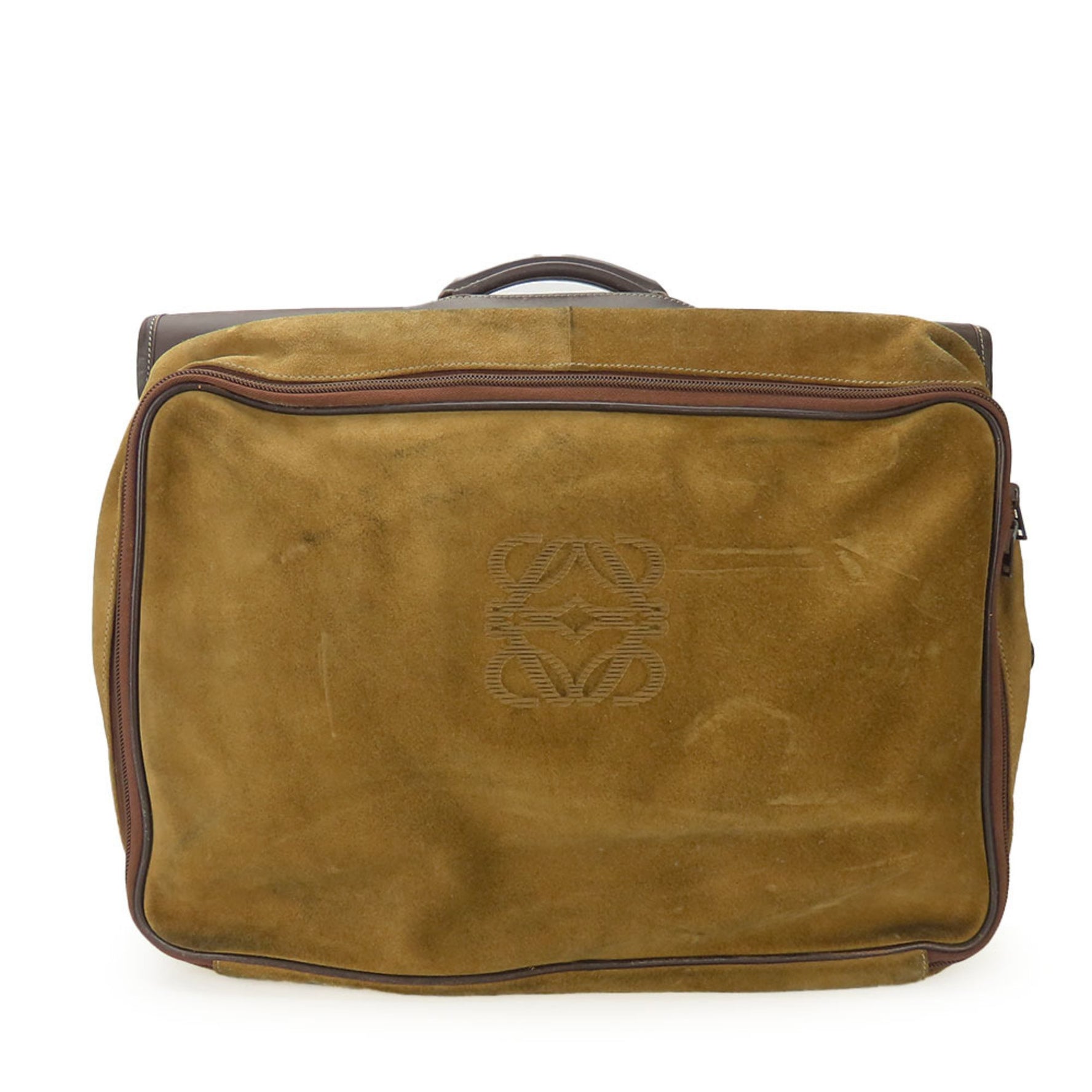 LOEWE Bag Leather Brown Beige Attache Case Hard Cover Men's
