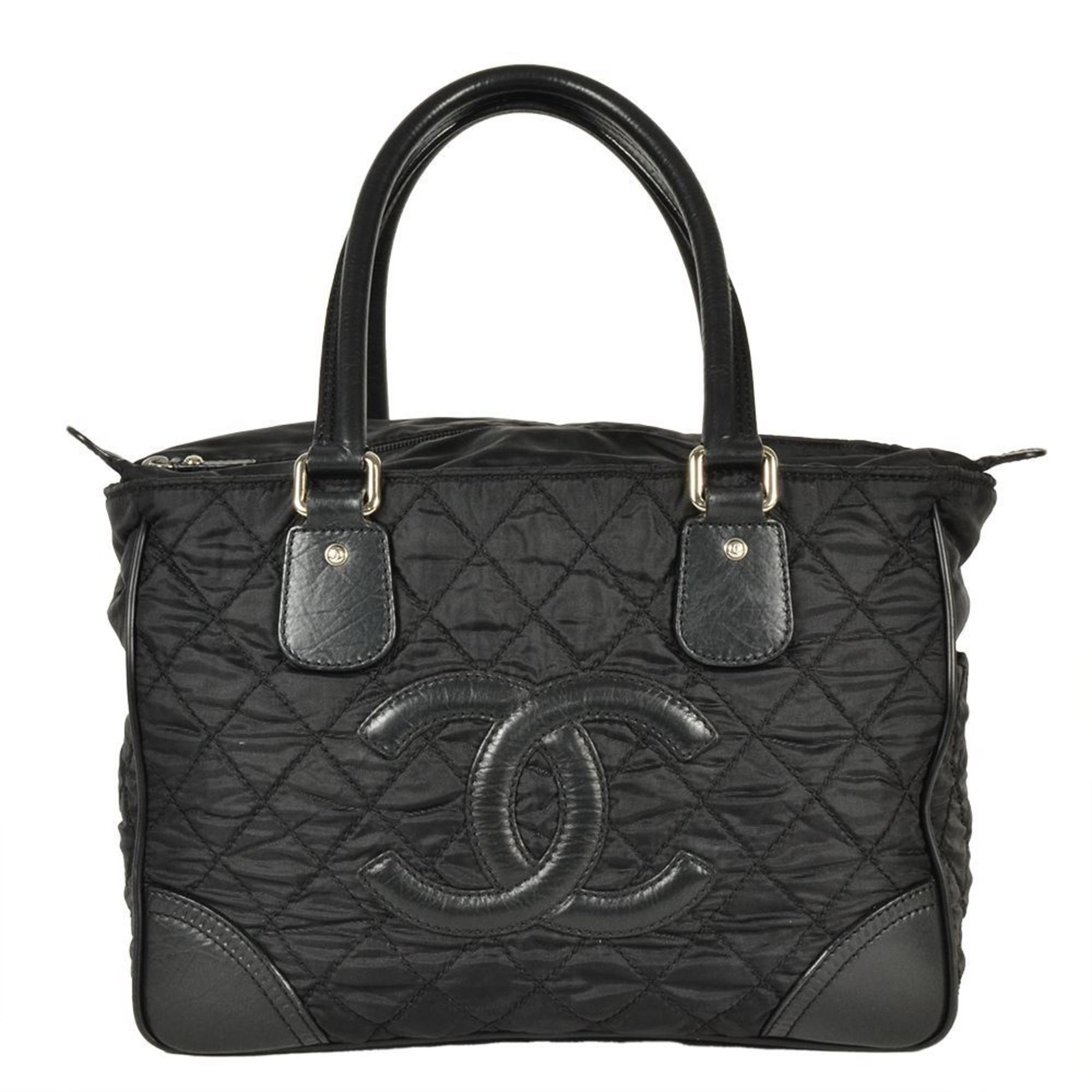 CHANEL Paris New York Line Tote Bag Nylon Leather Coco Mark