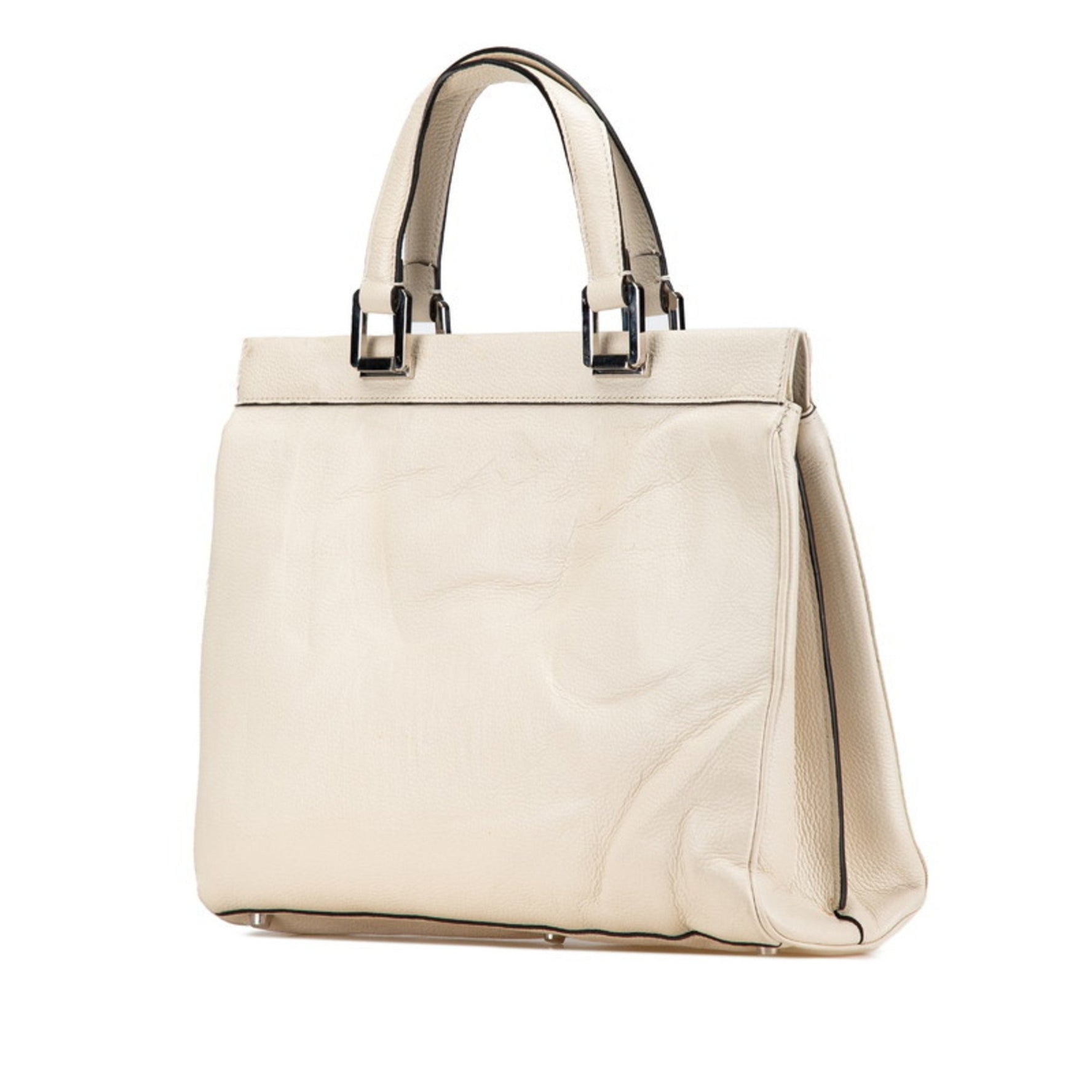 Gucci Zumi Horsebit Handbag Shoulder Bag White Gold Silver Leather