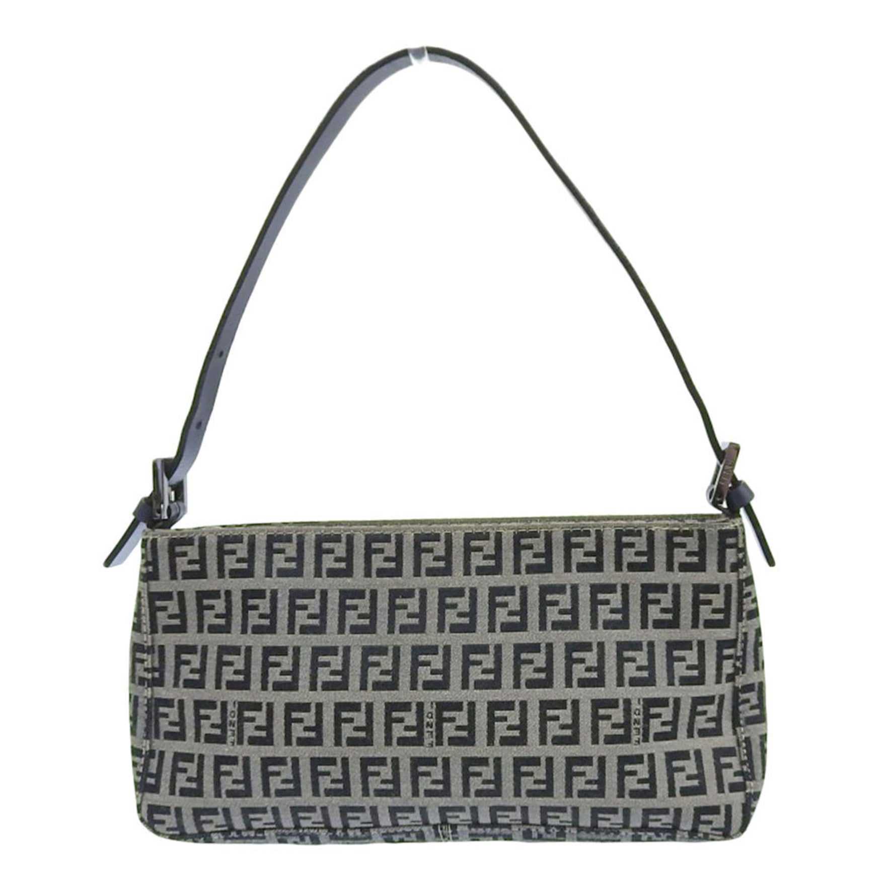 FENDI Zucchino Pouch Canvas x Leather Zucca Pattern FF