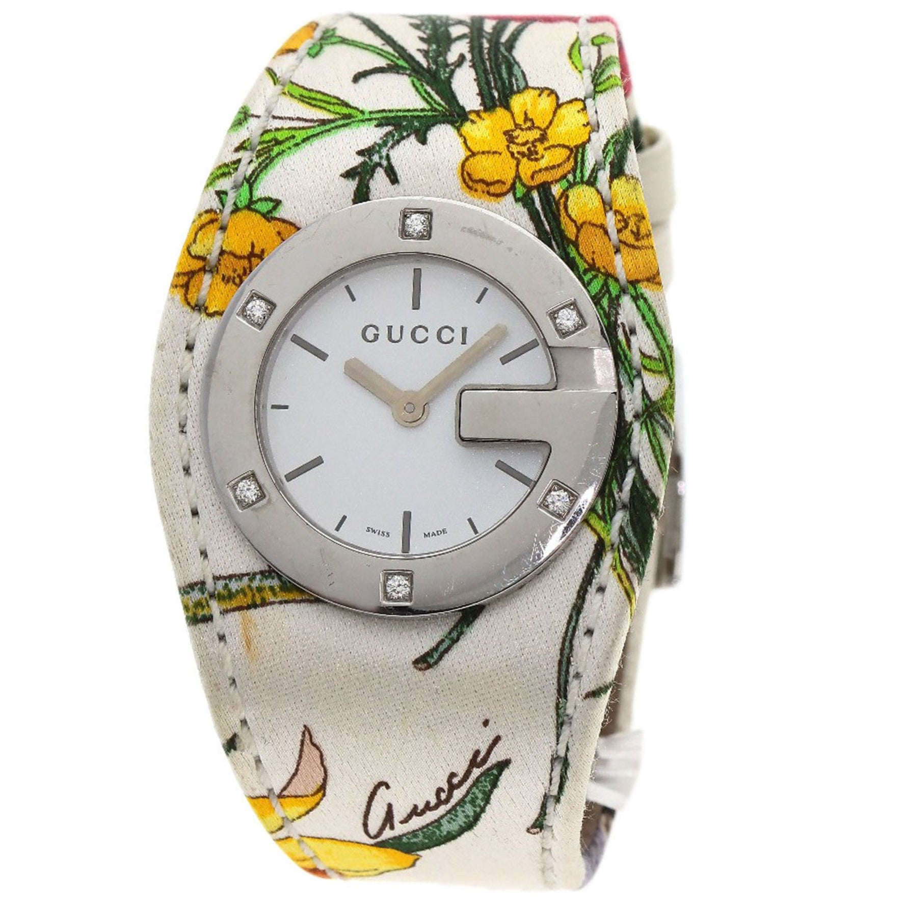 Gucci Bandeau Flora Watch Stainless Steel Satin x Leather