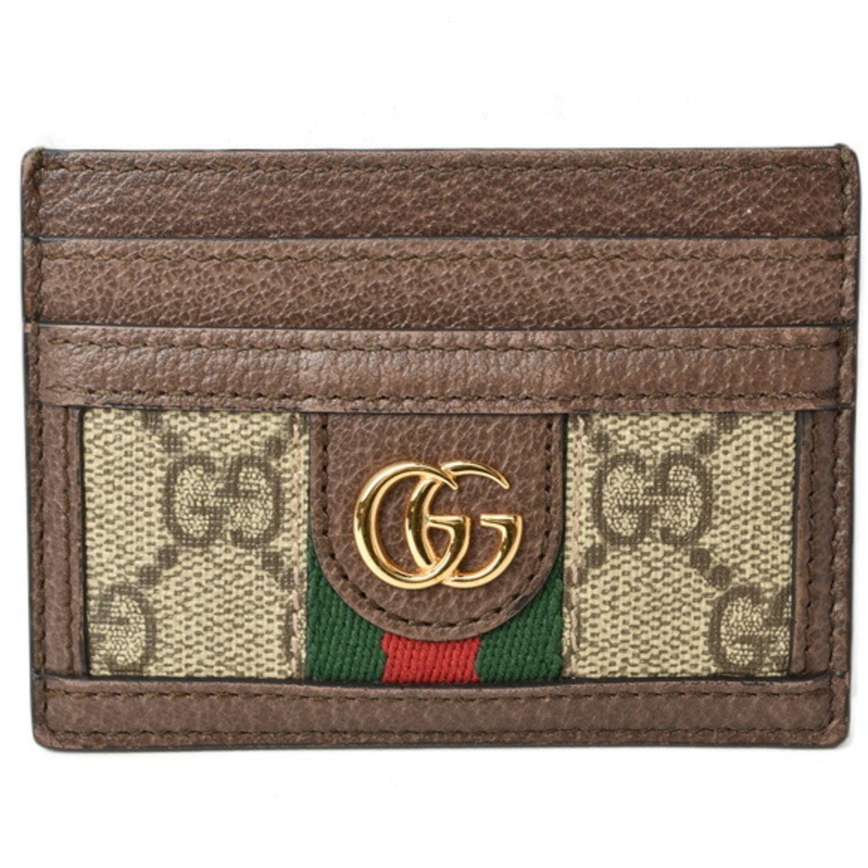 Gucci Card Case Business Holder Beige Brown 8745 Ophidia GG Supreme