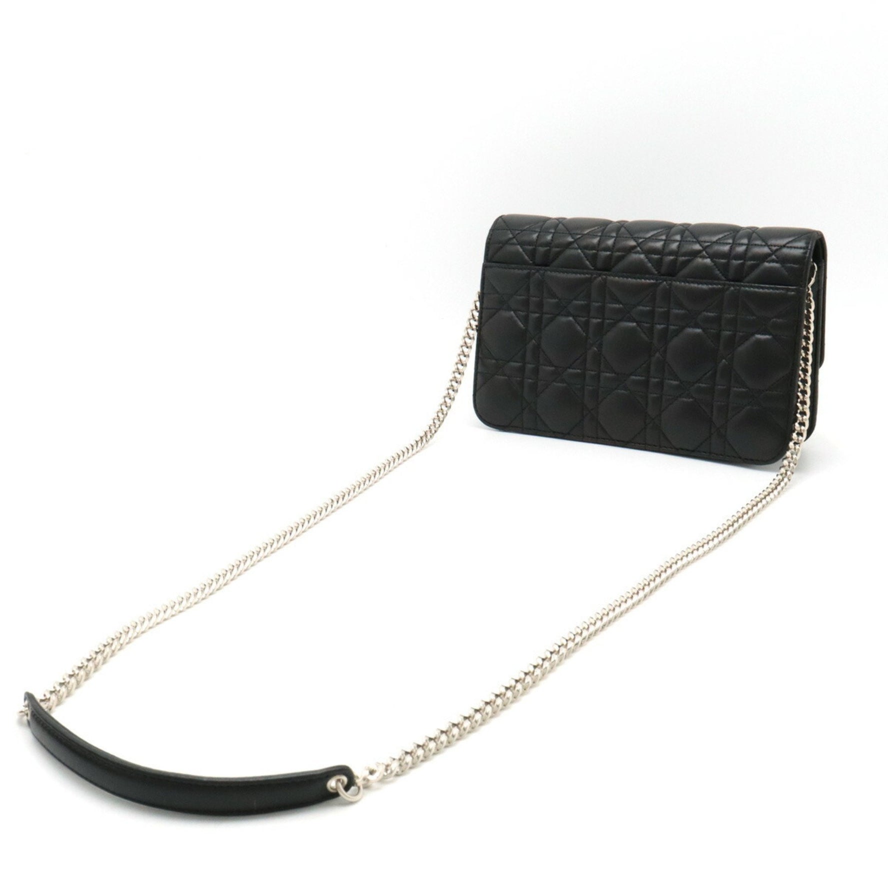 Christian Dior Miss Cannage New Rock Chain Wallet Clutch Bag Leather
