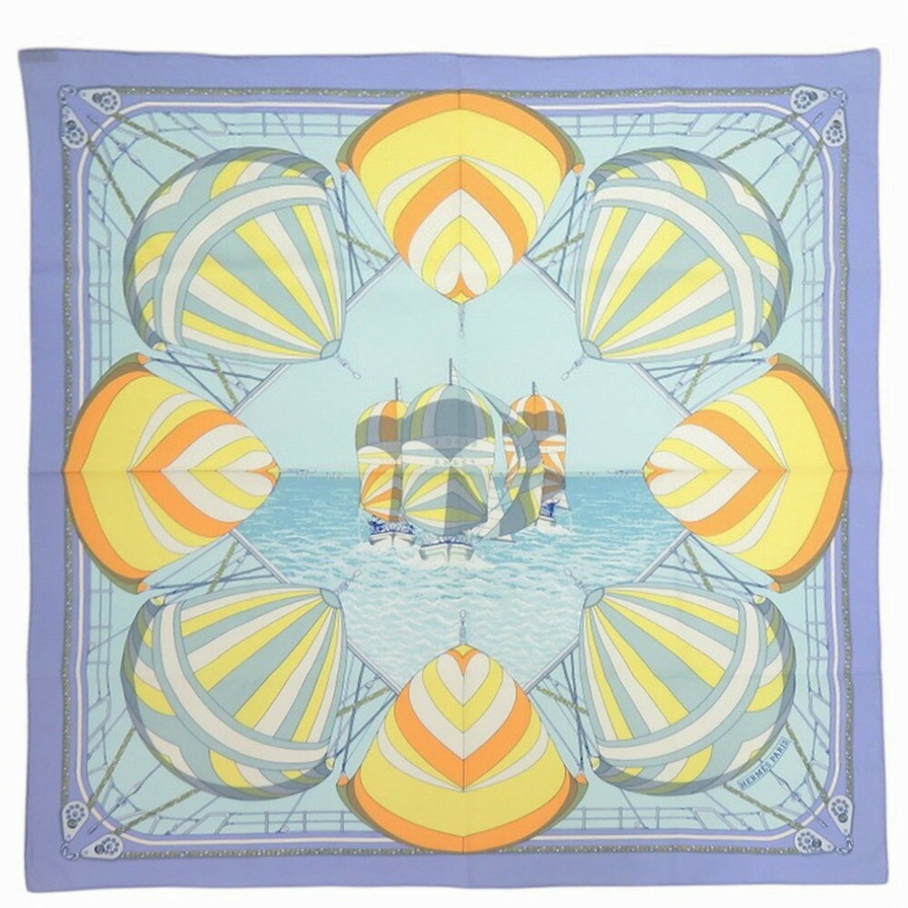 Hermès Carré 70 SPINNAKERS Silk Purple Scarf Muffler