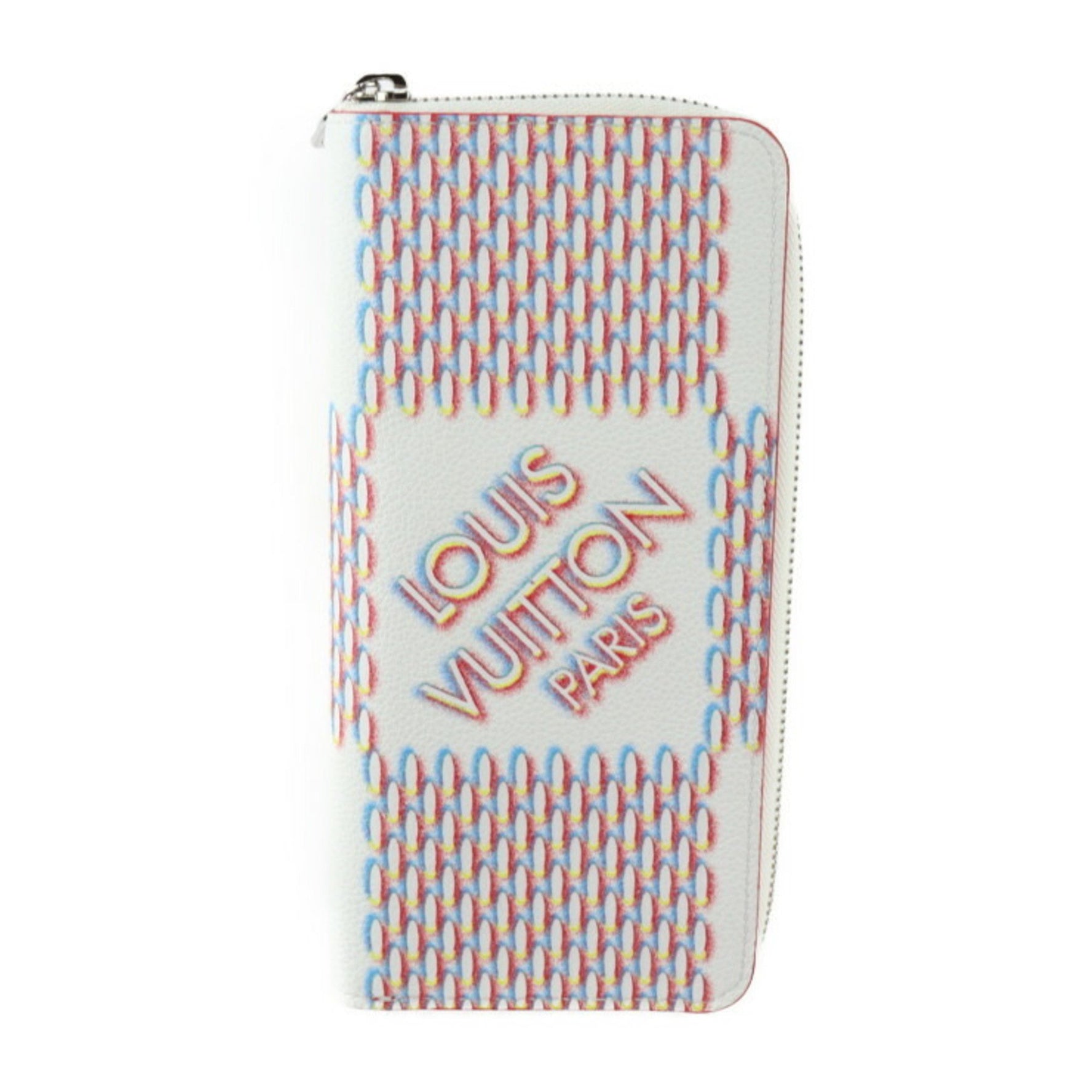 Louis Vuitton Zippy Wallet Vertical Damier Giant Spray Long Leather Blanc White Multicolor Bi-fold Round
