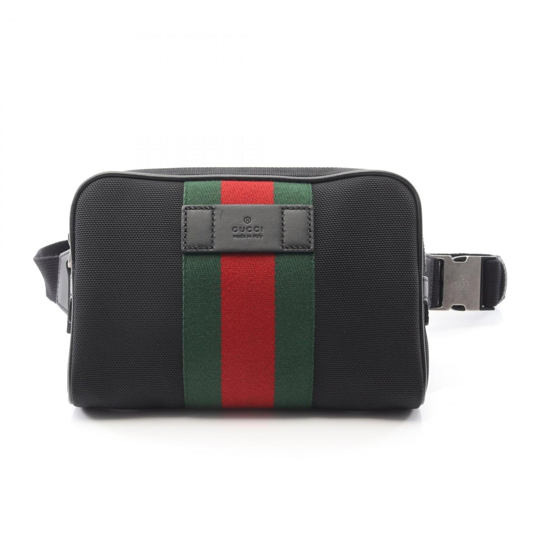 Gucci Sherry Line Waist Bag, Body Leather, Nylon Canvas, Men's/Women's, Black/Multicolor