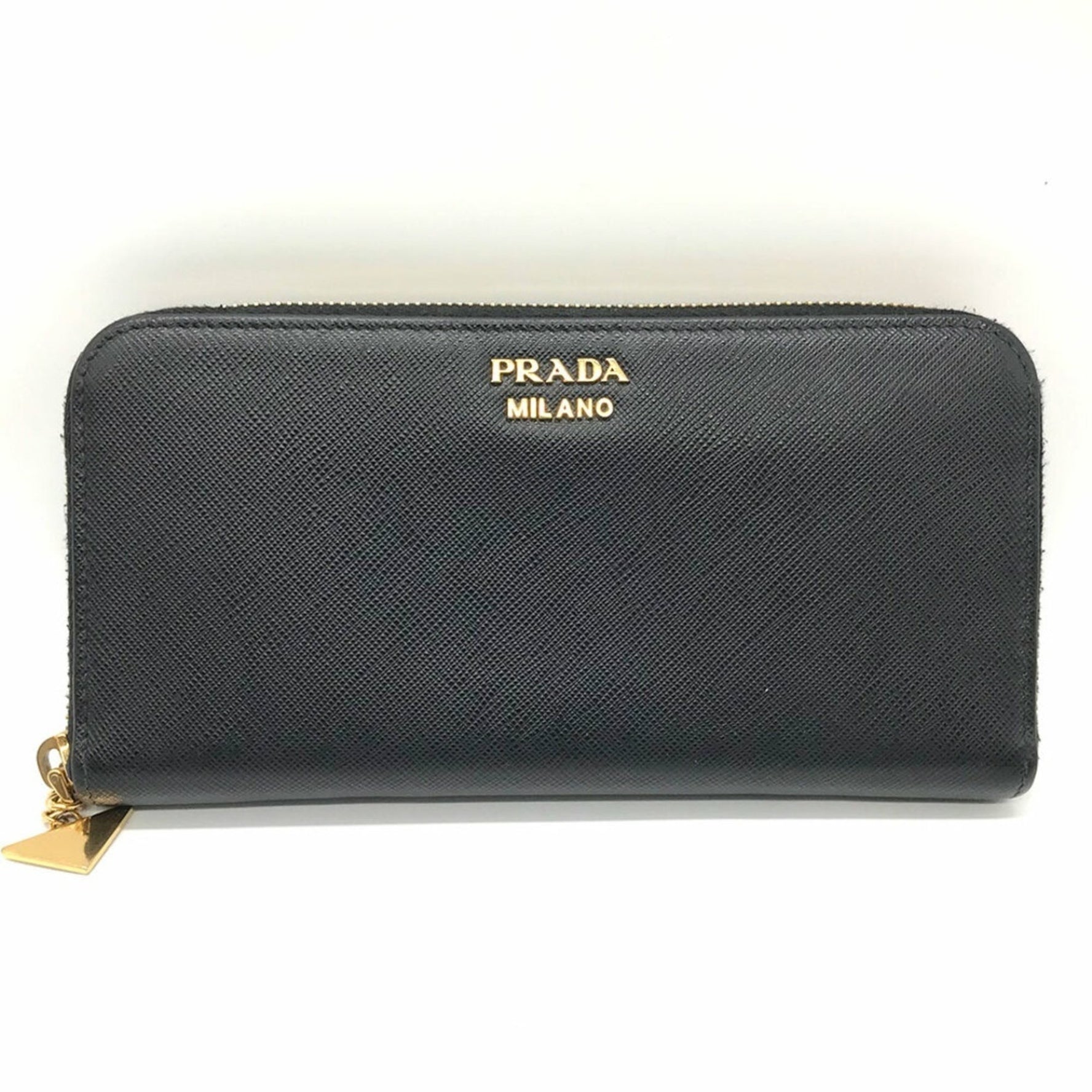 Prada Long Wallet Round Saffiano Leather