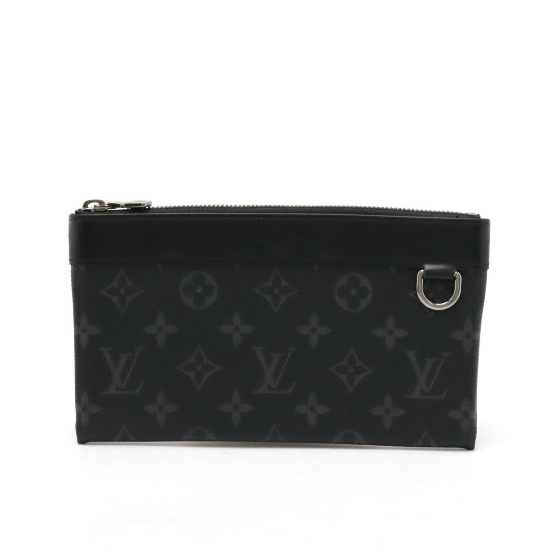 Louis Vuitton Monogram Eclipse Pochette Discovery PM Pouch Clutch Bag Black Gray