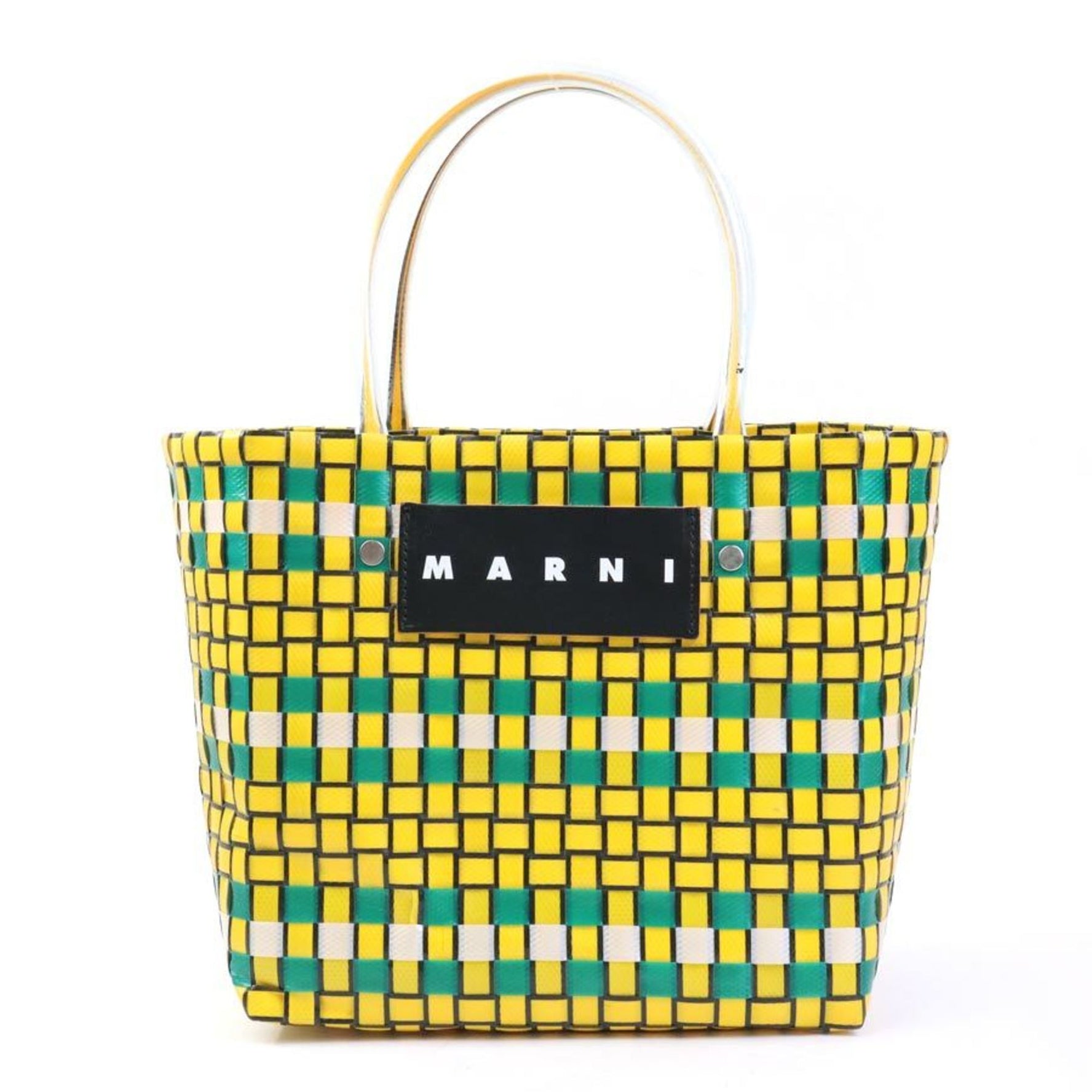 MARNI Handbag FLOWER CAFE Polypropylene Yellow x Green