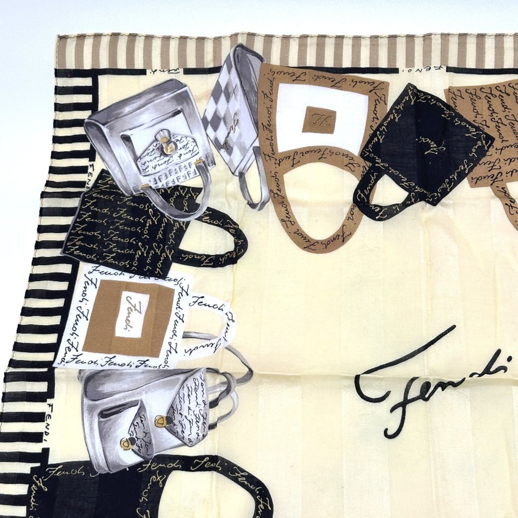 FENDI Logo Handkerchief Scarf Cotton
