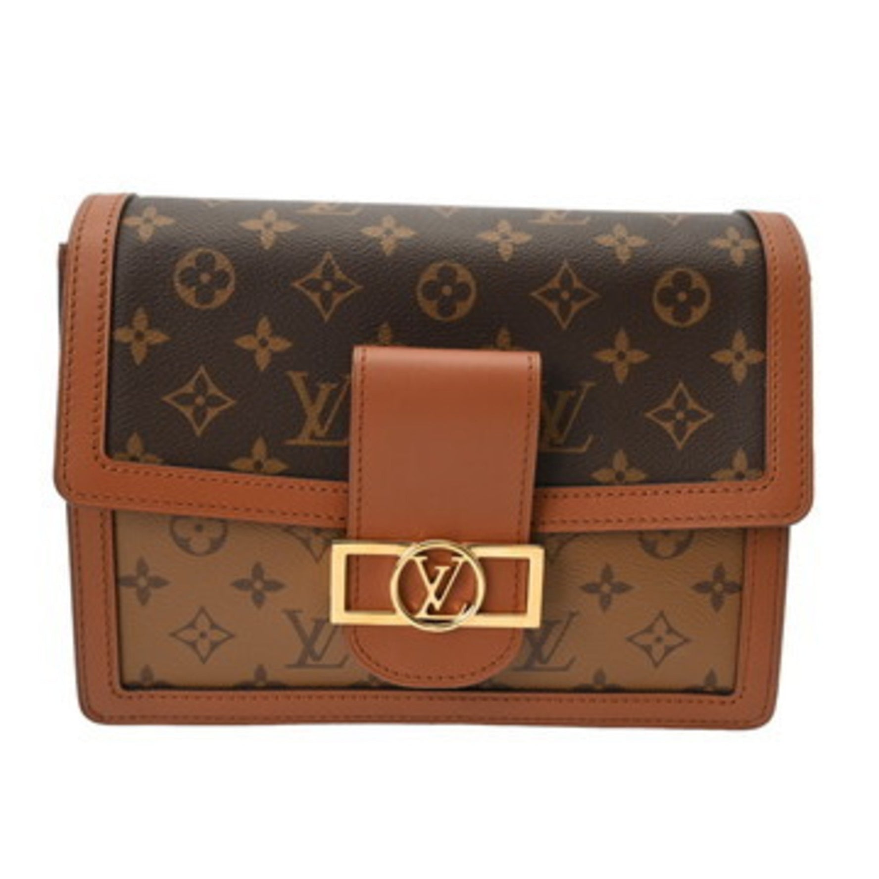 LOUIS VUITTON Monogram Reverse Dauphine MM (old model, brown) Canvas Shoulder Bag