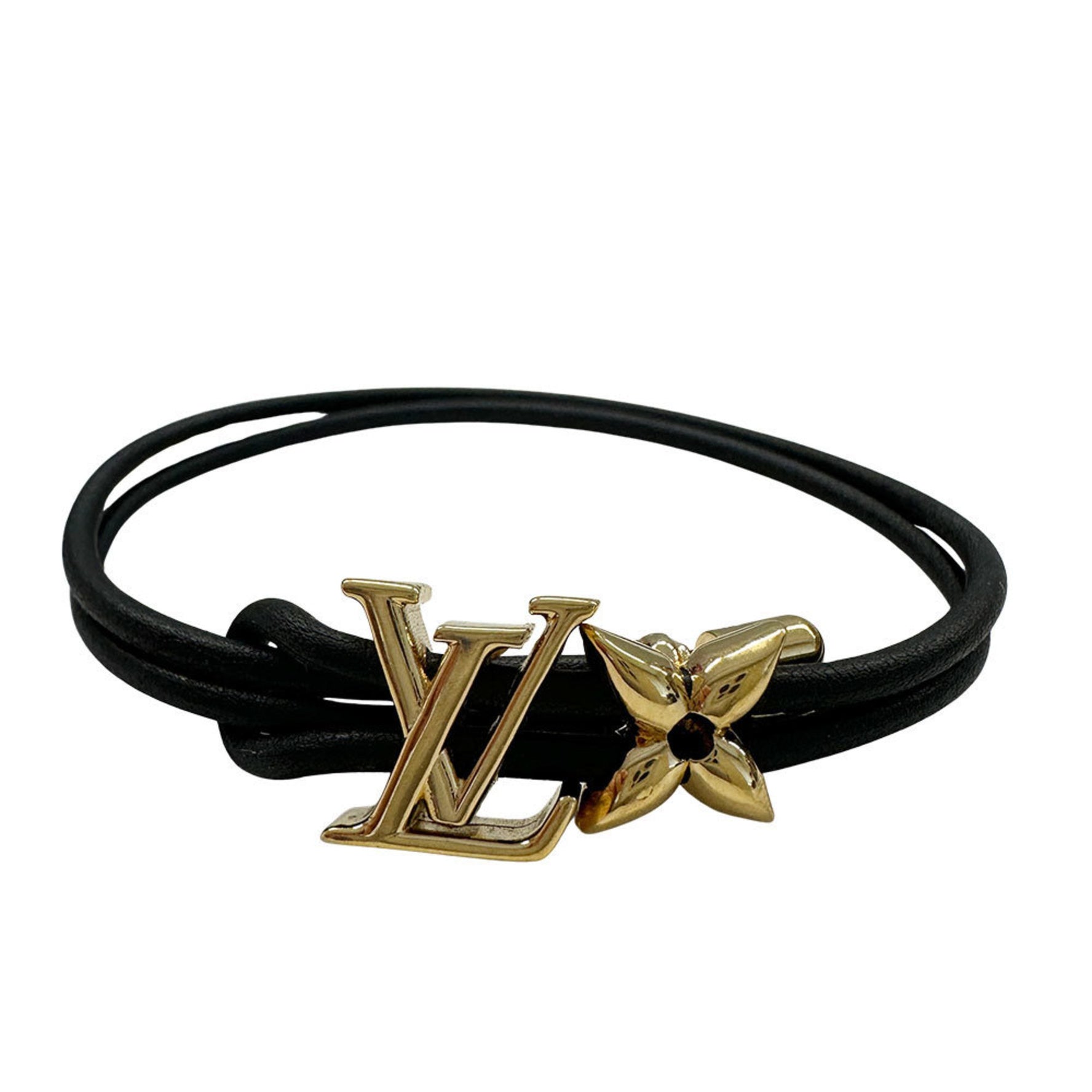 Louis Vuitton Bracelet Men's Leather LV Bloom Noir Black